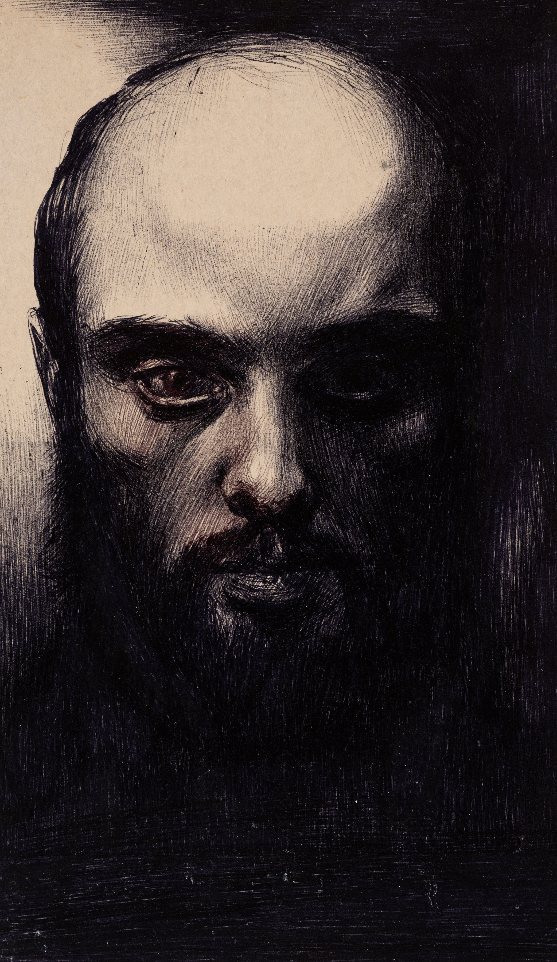 «Автопортрет» - художник Валерий Блохин (бумага, шариковая ручка, 19x11 см, 1985)