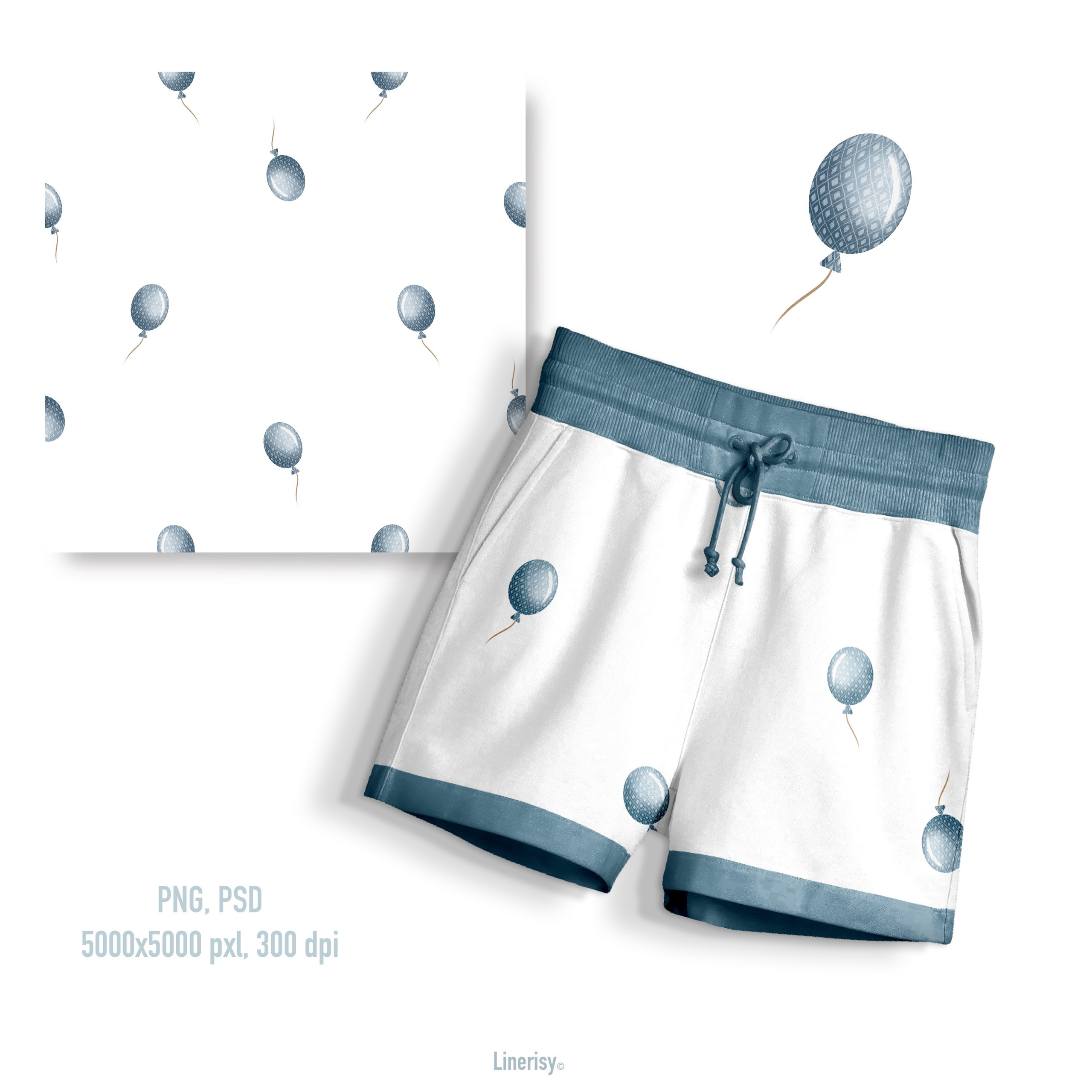 Набор бесшовных паттернов «Зайка на воздушном шаре». Художник-иллюстратор Евгения Бекренёва