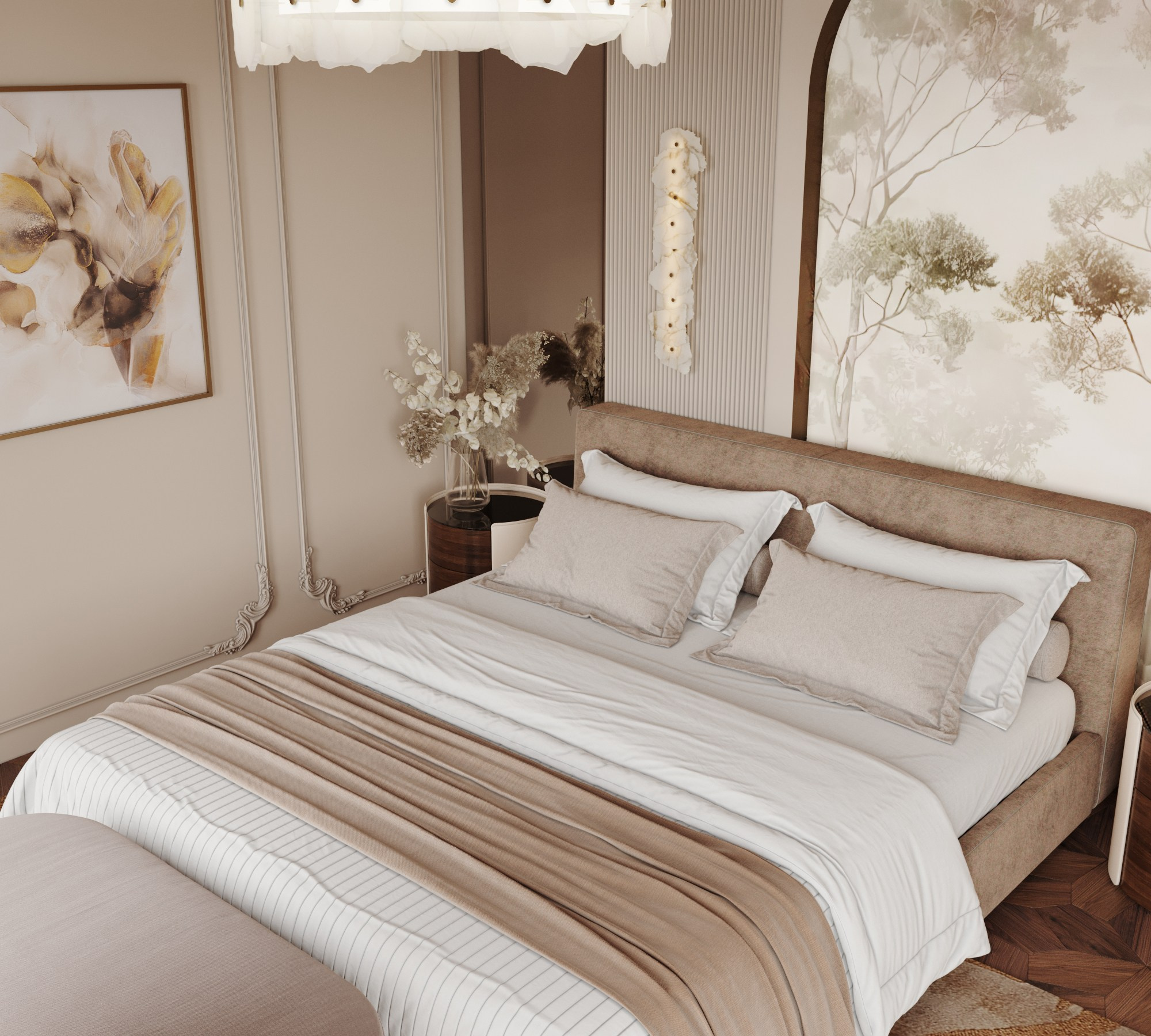 Гостевая спальня ЖК Скай. Интерьерная 3D Визуализация