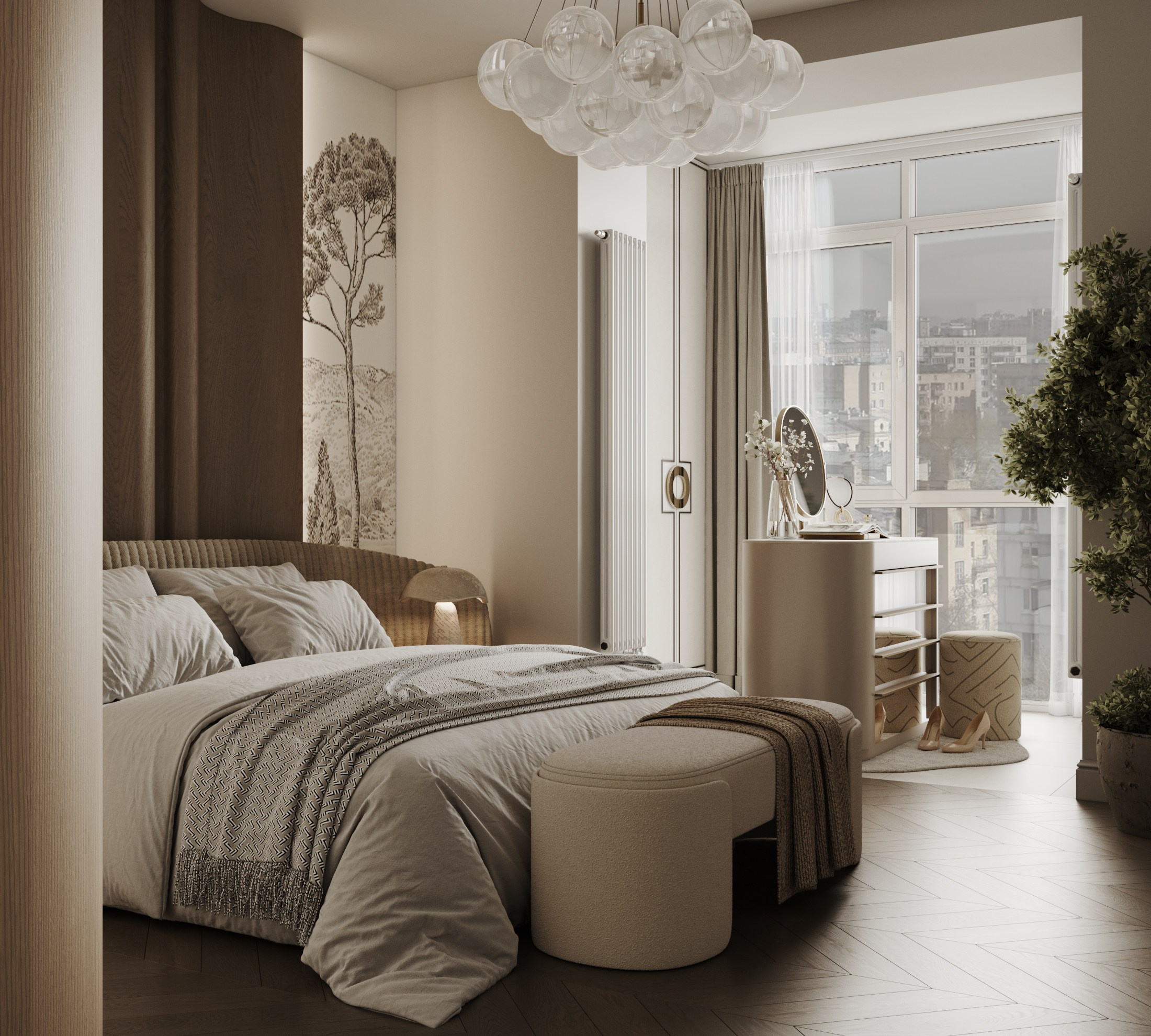 Спальня. Интерьерная 3D Визуализация