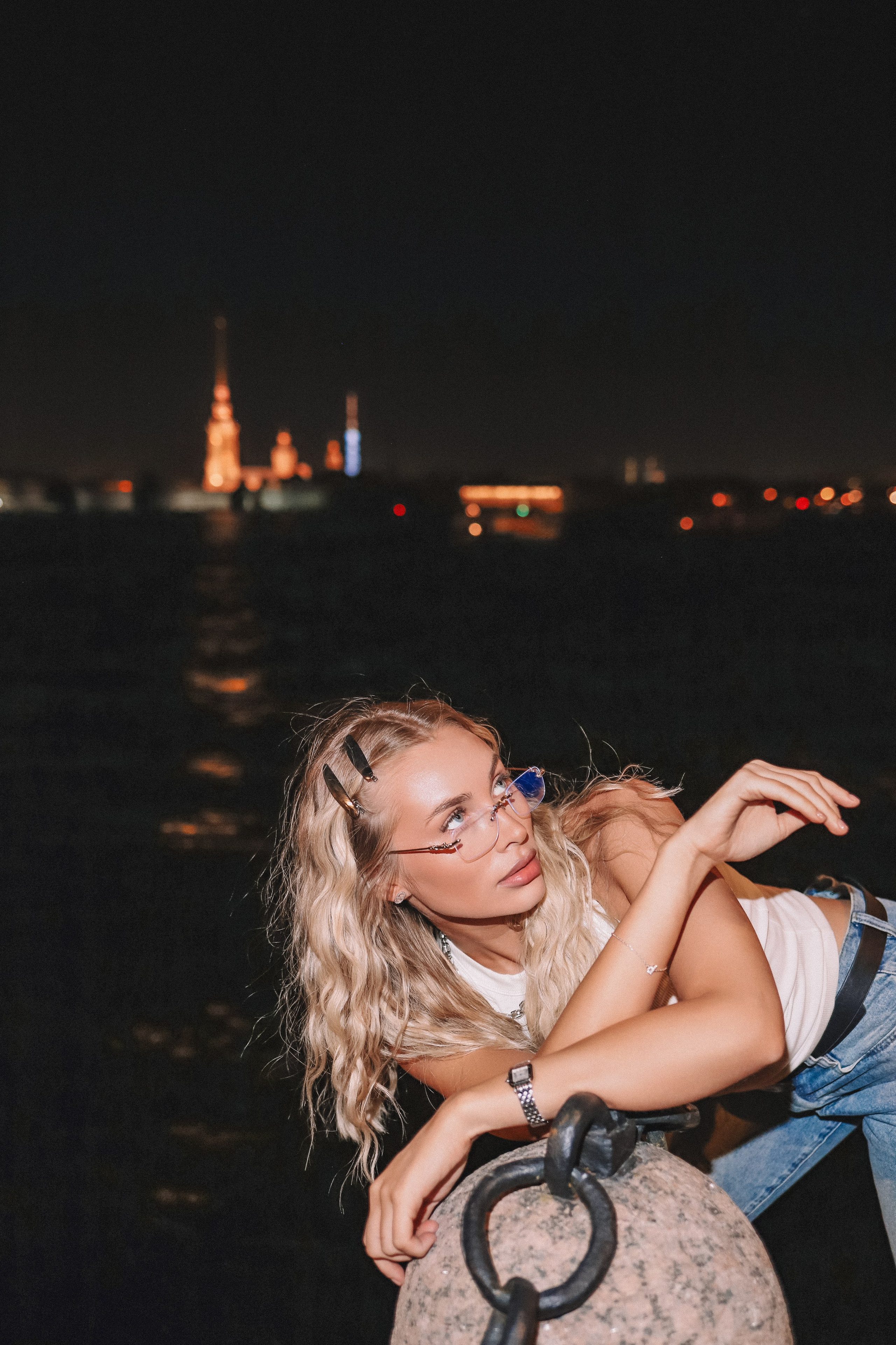 Полина — вечерний Петербург, съёмка со вспышкой | О. Беляева. Фотограф Олеся Беляева | Санкт-Петербург и Ленобласть