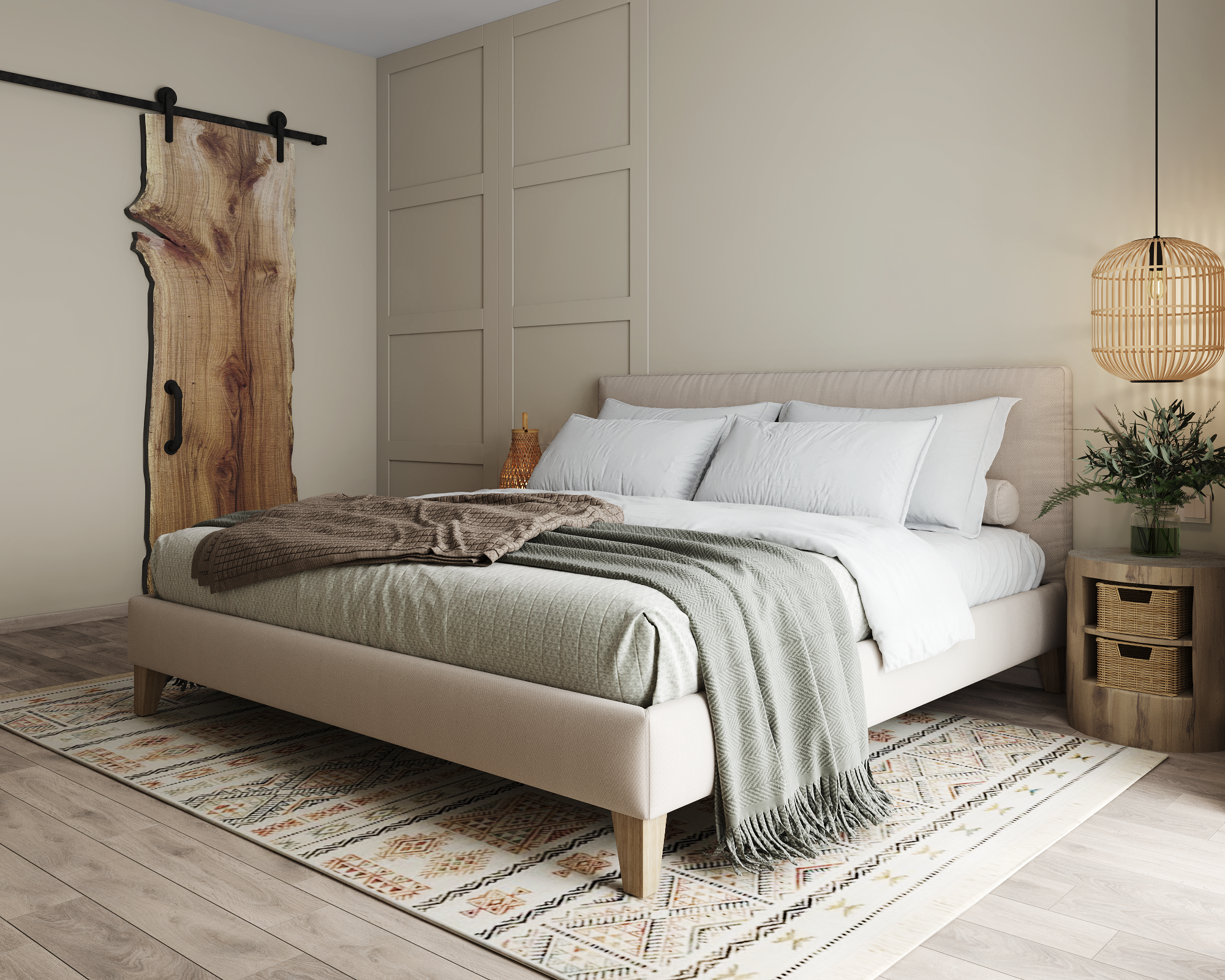 Уютная евродвушка в современном стиле с этническими мотивами. Студия Дизайна интерьера Tsvetdesign. Дизайнер в Санкт-Петербурге