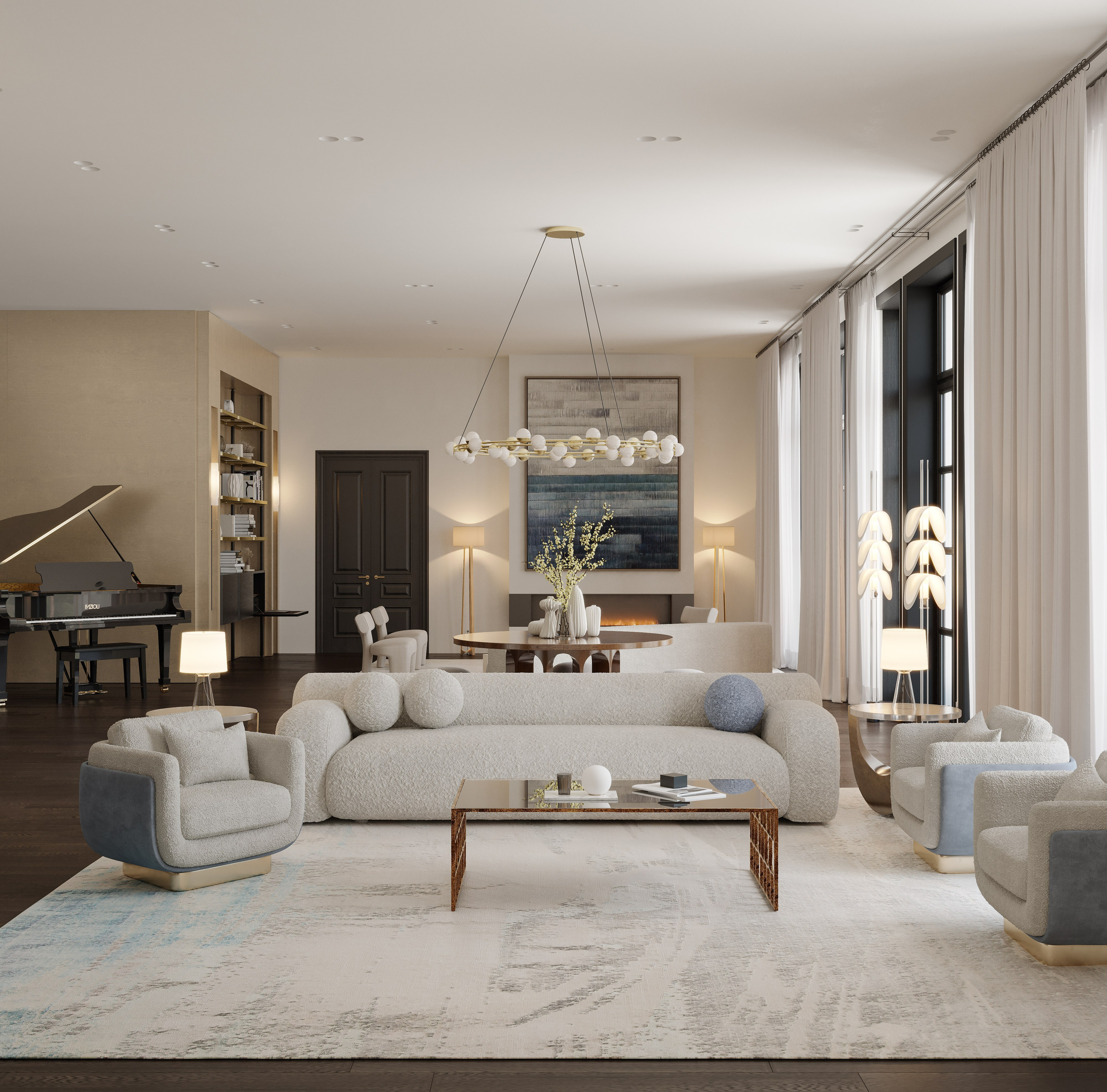 Дом у озера для DAAS Bureau. 3D визуализация интерьера и архитектурной среды