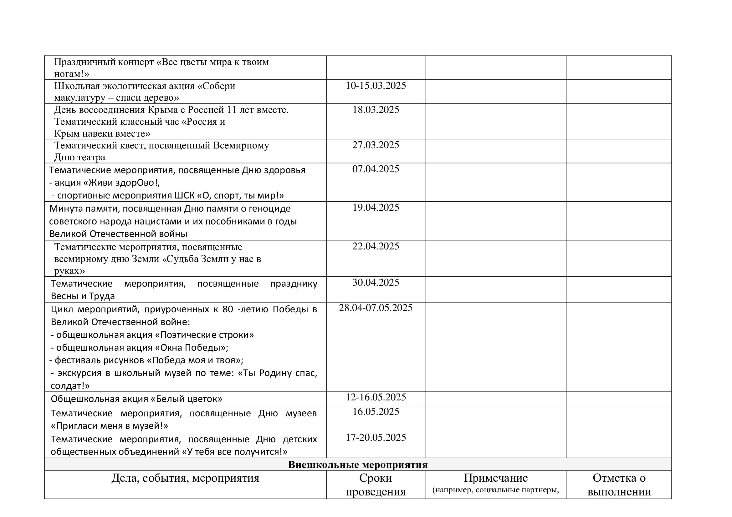 План воспитательной работы 2024-2025