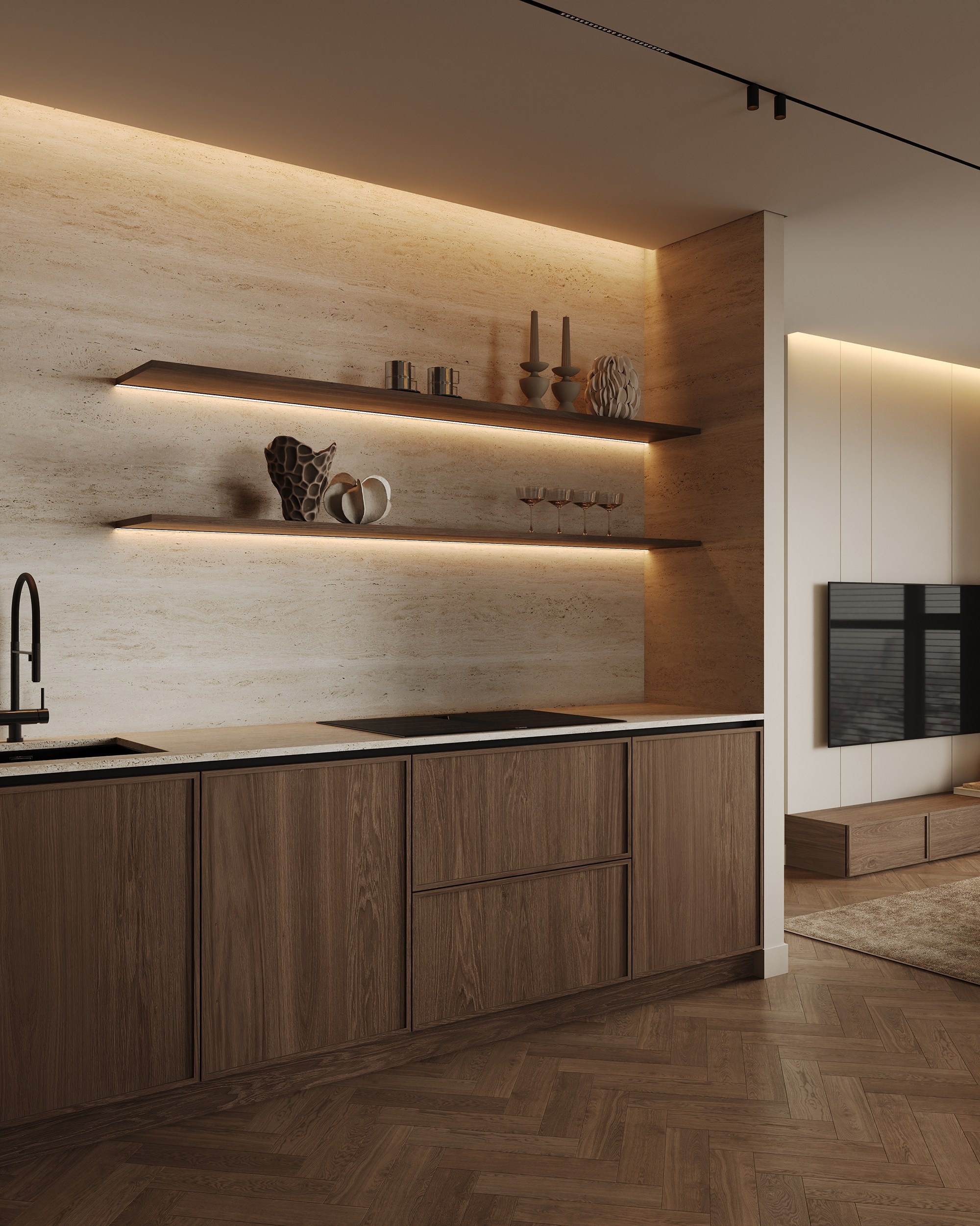 Кухня-гостиная «Одинарка». 3D визуализация интерьера Надежда Соколова