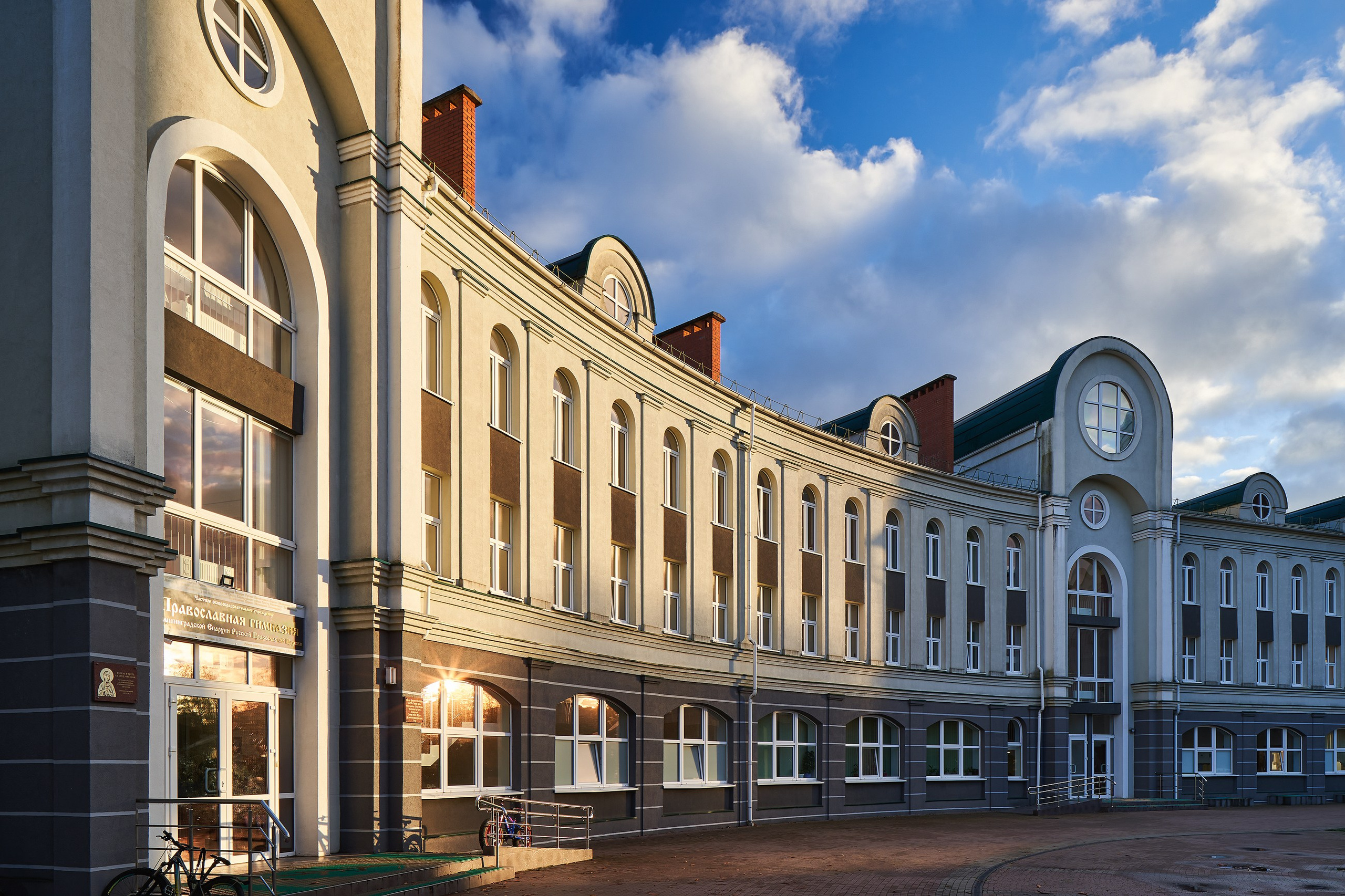 архитектура, голубое небо, закат солнца 