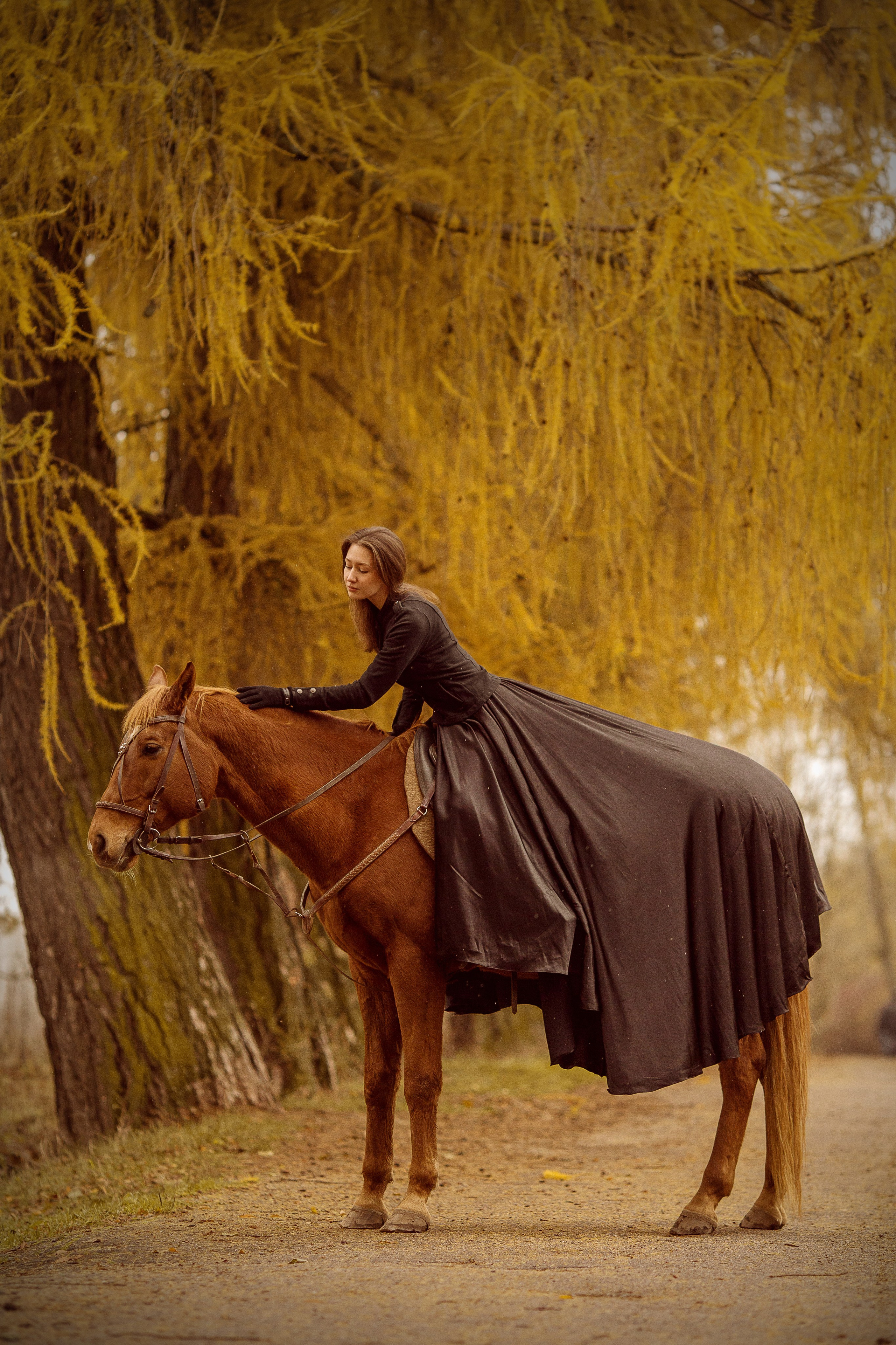 Фотосессия с лошадью поздней осенью
