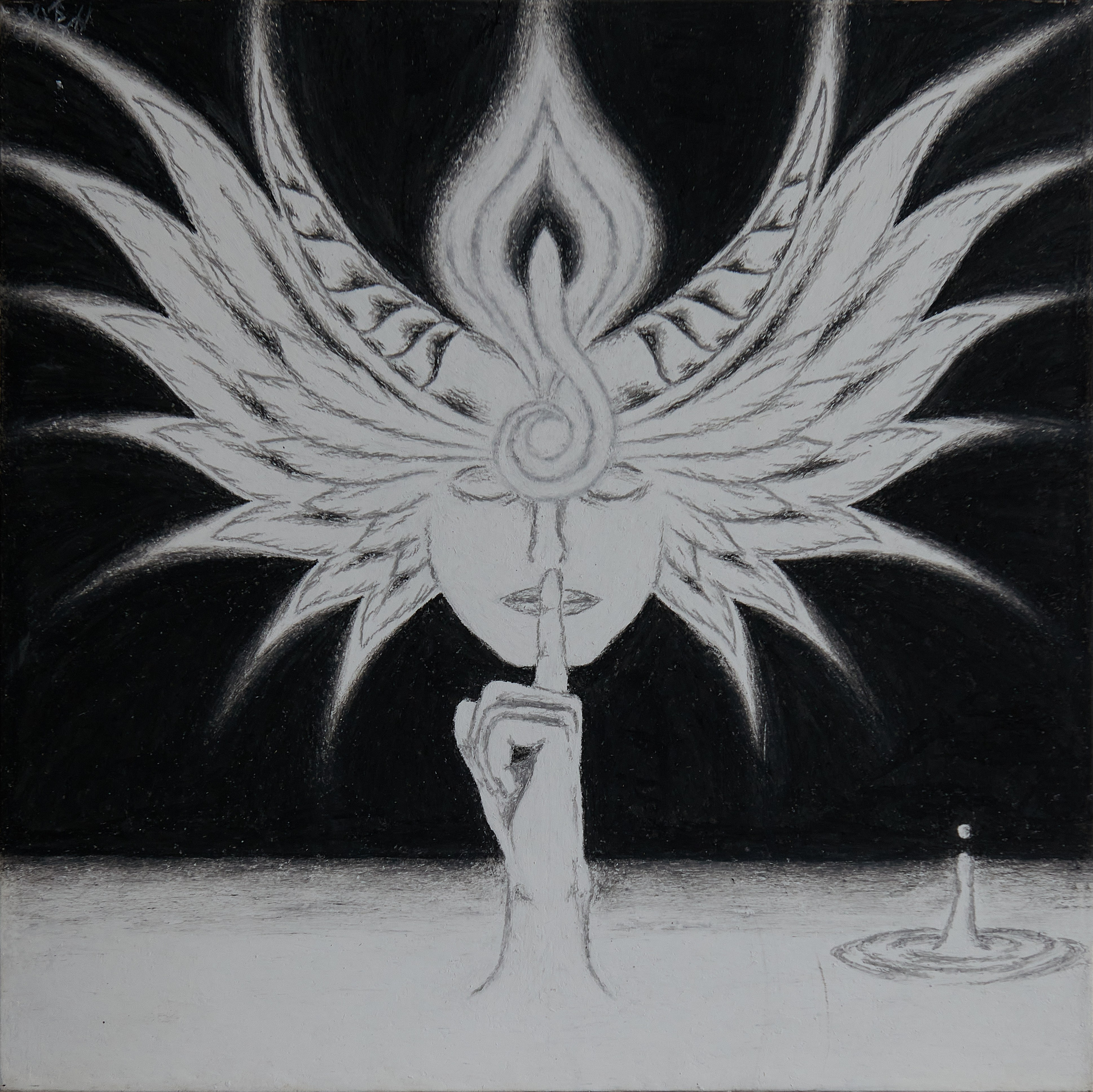 Береги смысл тишины. Умеющее молчать и блюсти внутреннюю тишину обладает покоем, отворяющим внимать голос своего истиного Я, возжигающим огонь осознавания и окрыляющим личность. Год создания: 2020 г.