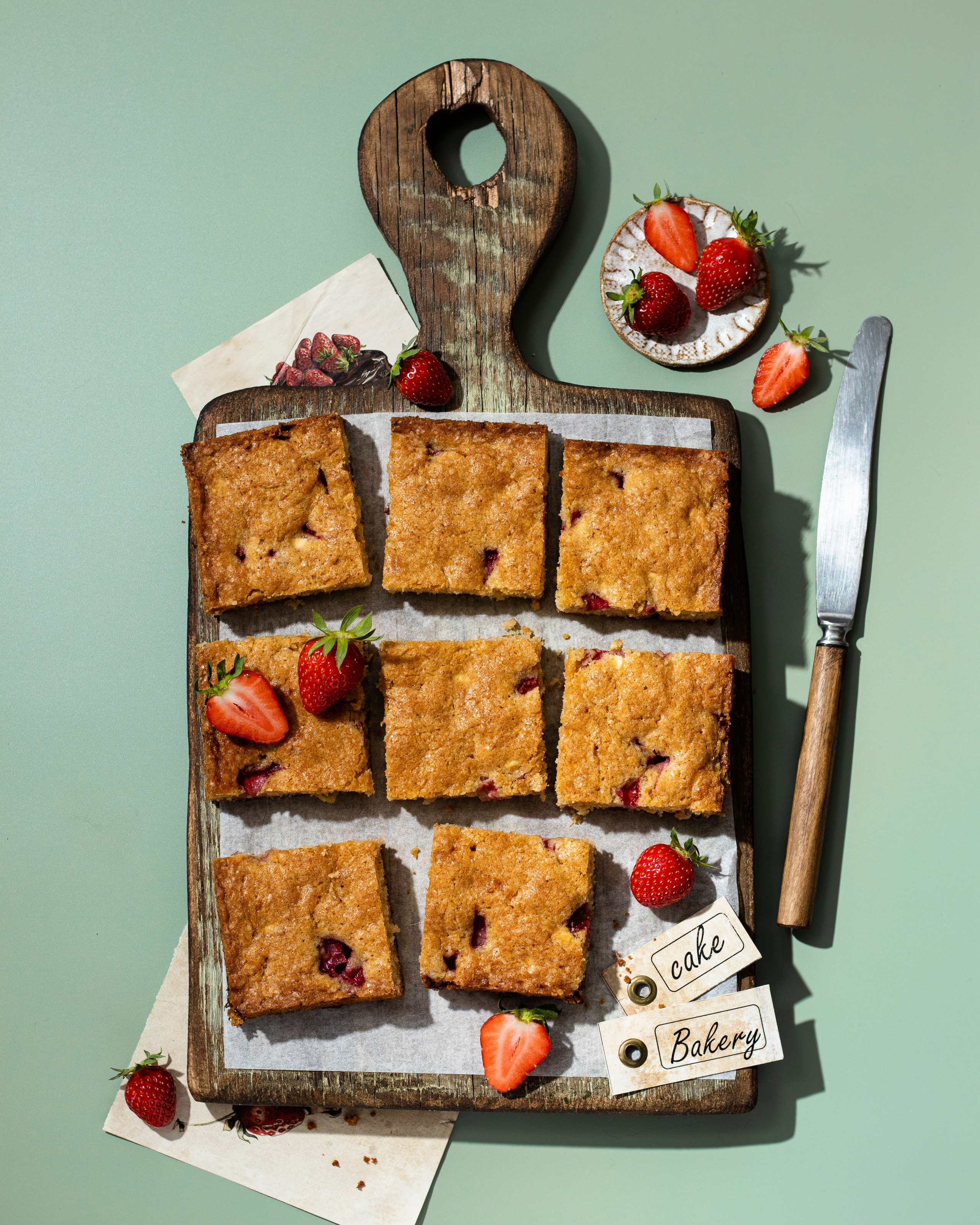 Пирог блонди с белым шоколадом и клубникой