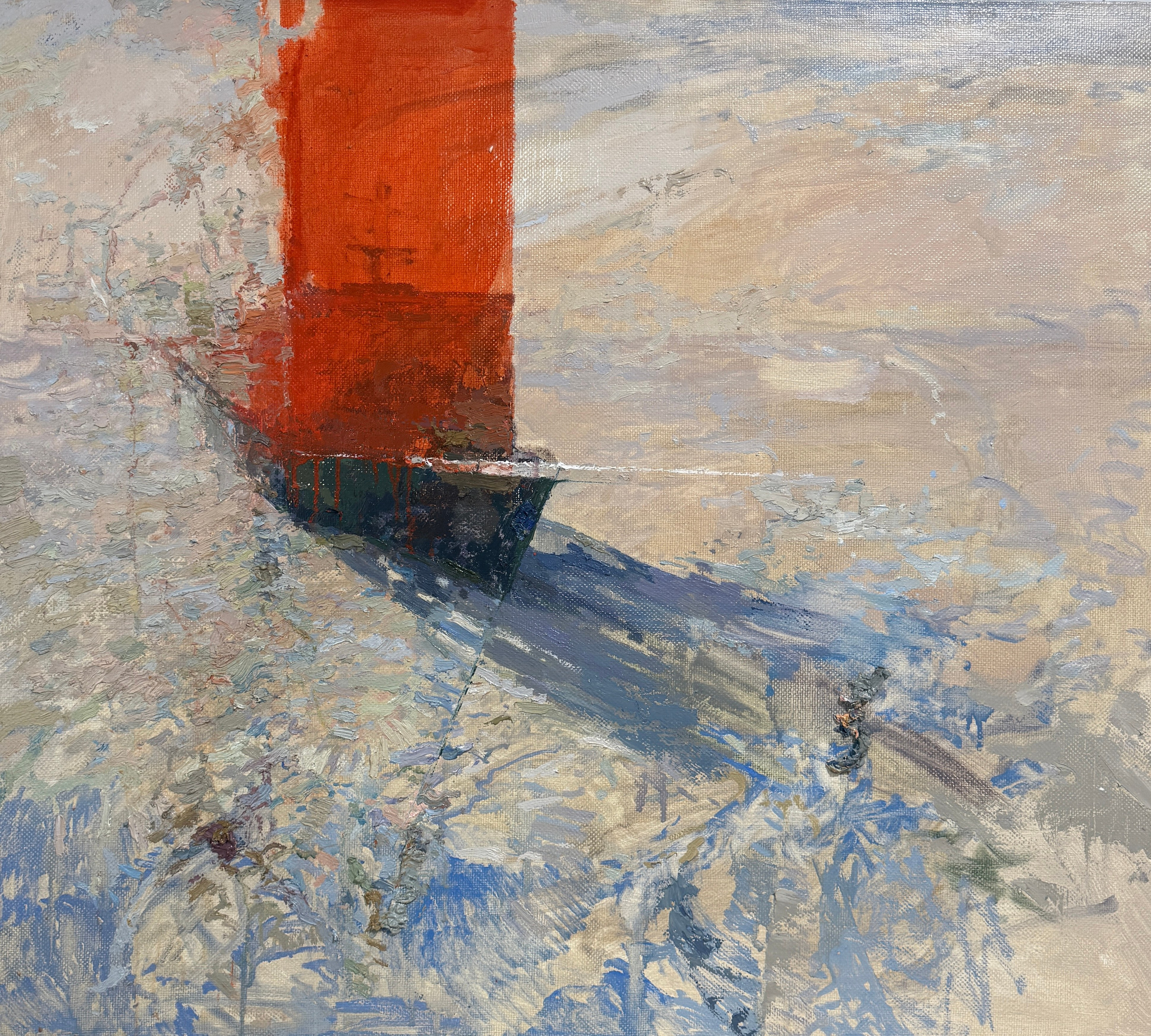 Ледокол, атомный ледокол, красный, живопись красная, красный мазок