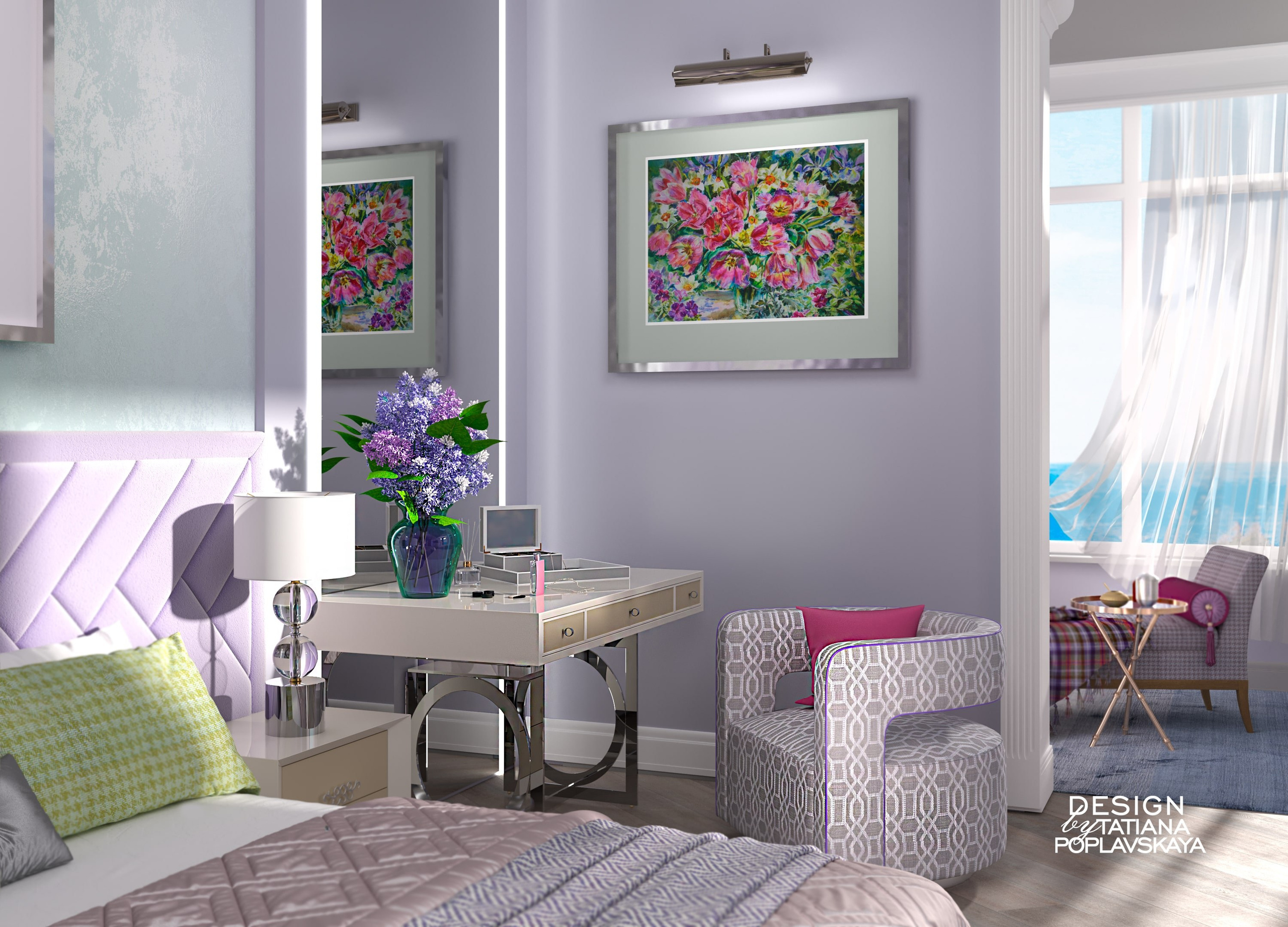 Классический современный нежный иньерьер квартиры 152 кв. м. ЖК Красная Площадь. Интерьерный дизайнер в Сочи Поплавская Татьяна. Проектирование интерьеров и организация процесса ремонта