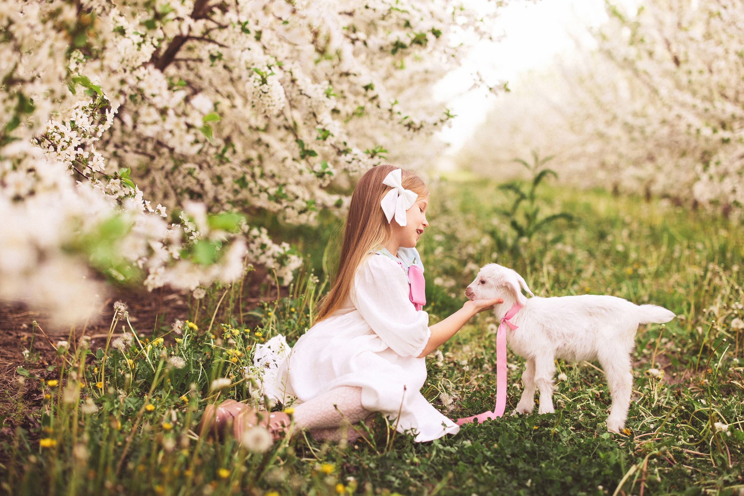 Фотосессия в цветущем саду с козочкой. Семейный и детский фотограф в Краснодаре Анна Трашкова