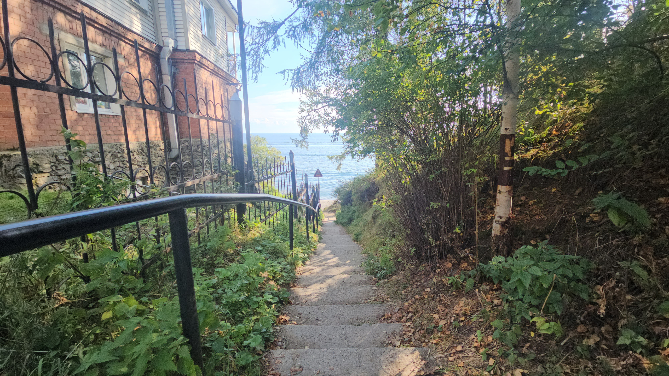 Спуск лестница в конце листвянки