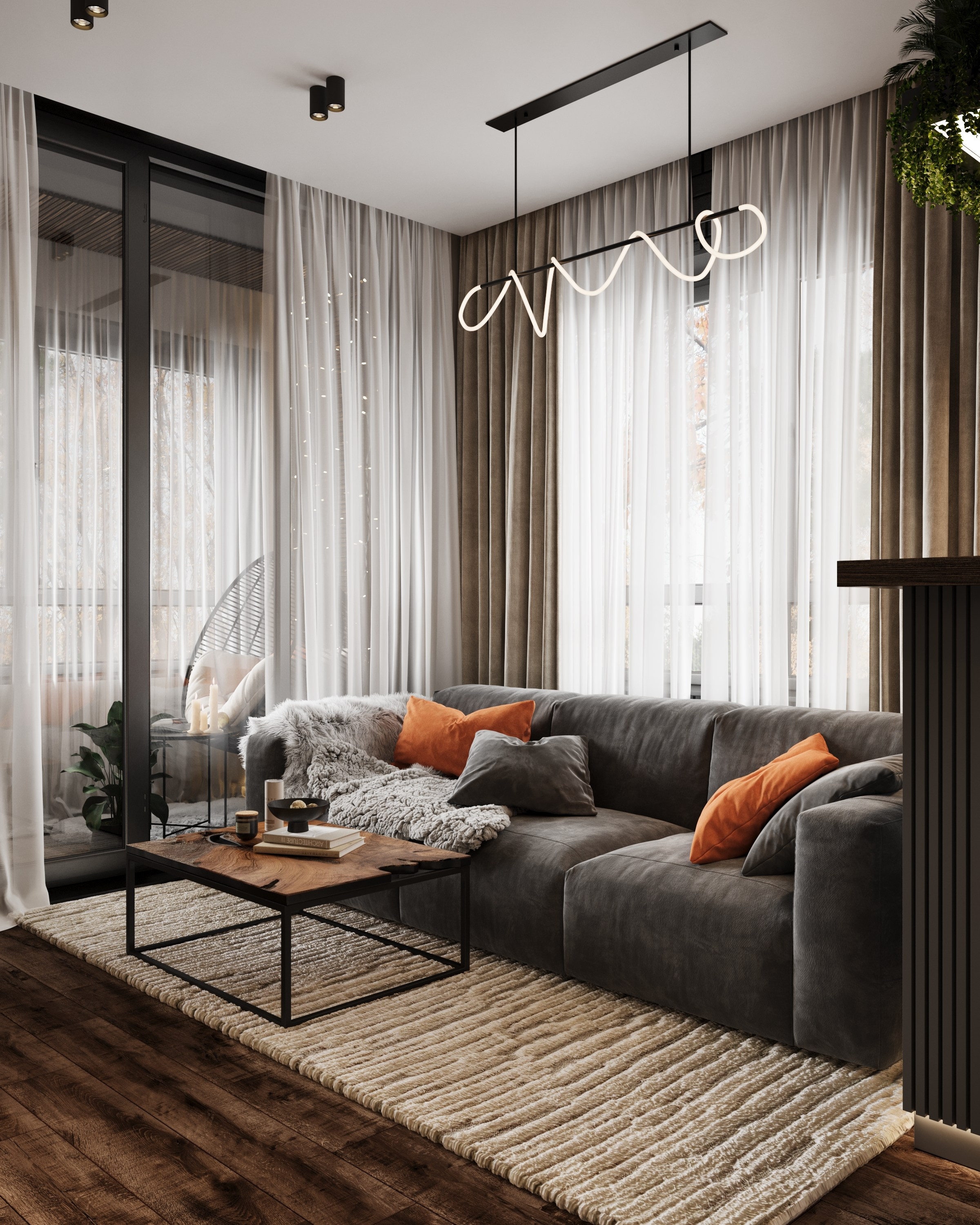 Tangerine loft. Дизайн интерьера | 3D визуализация | Миланская Марина