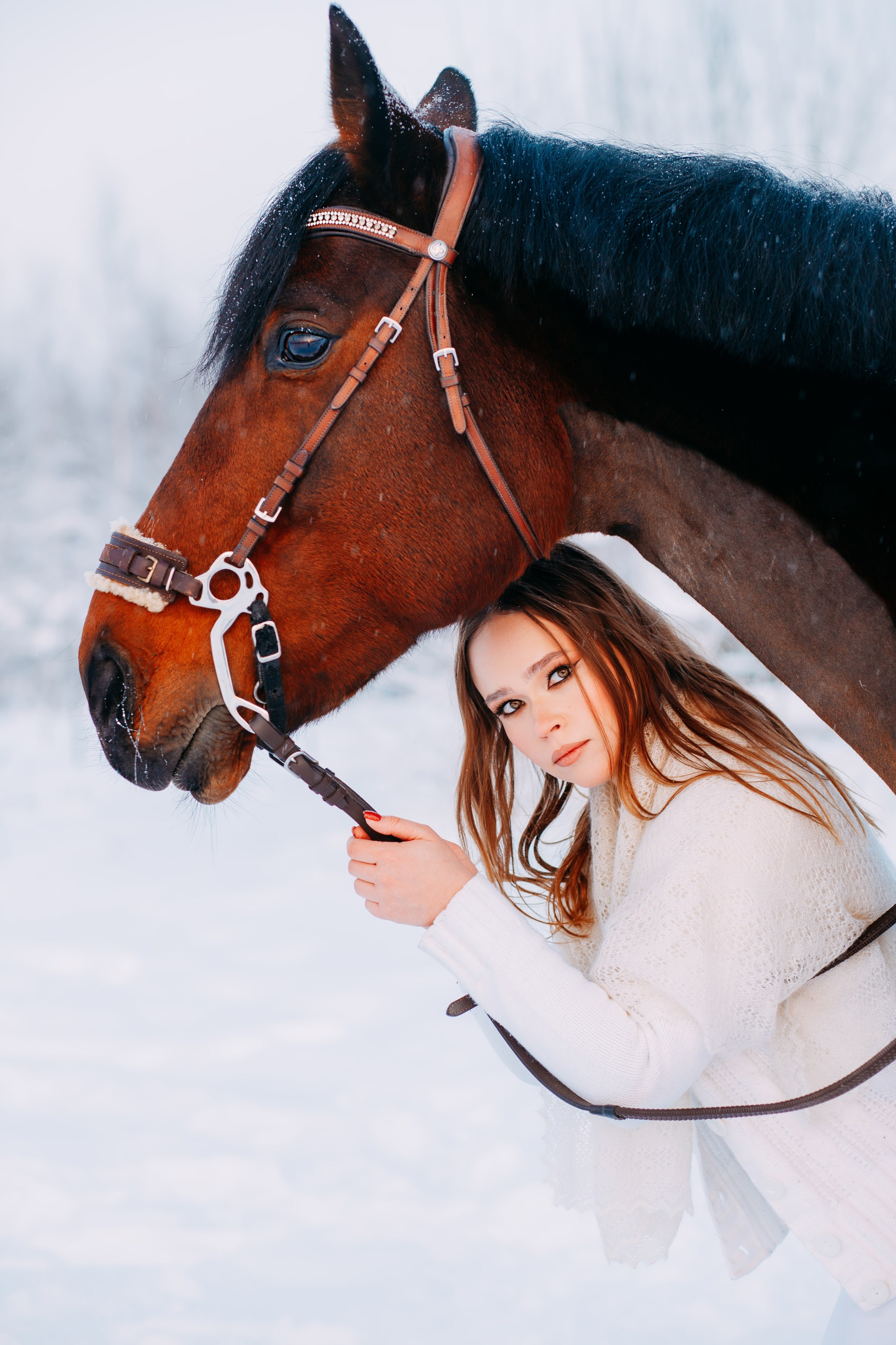 Зимняя фотосессия с лошадкой. Фотограф в Санкт-Петербурге Alina Film