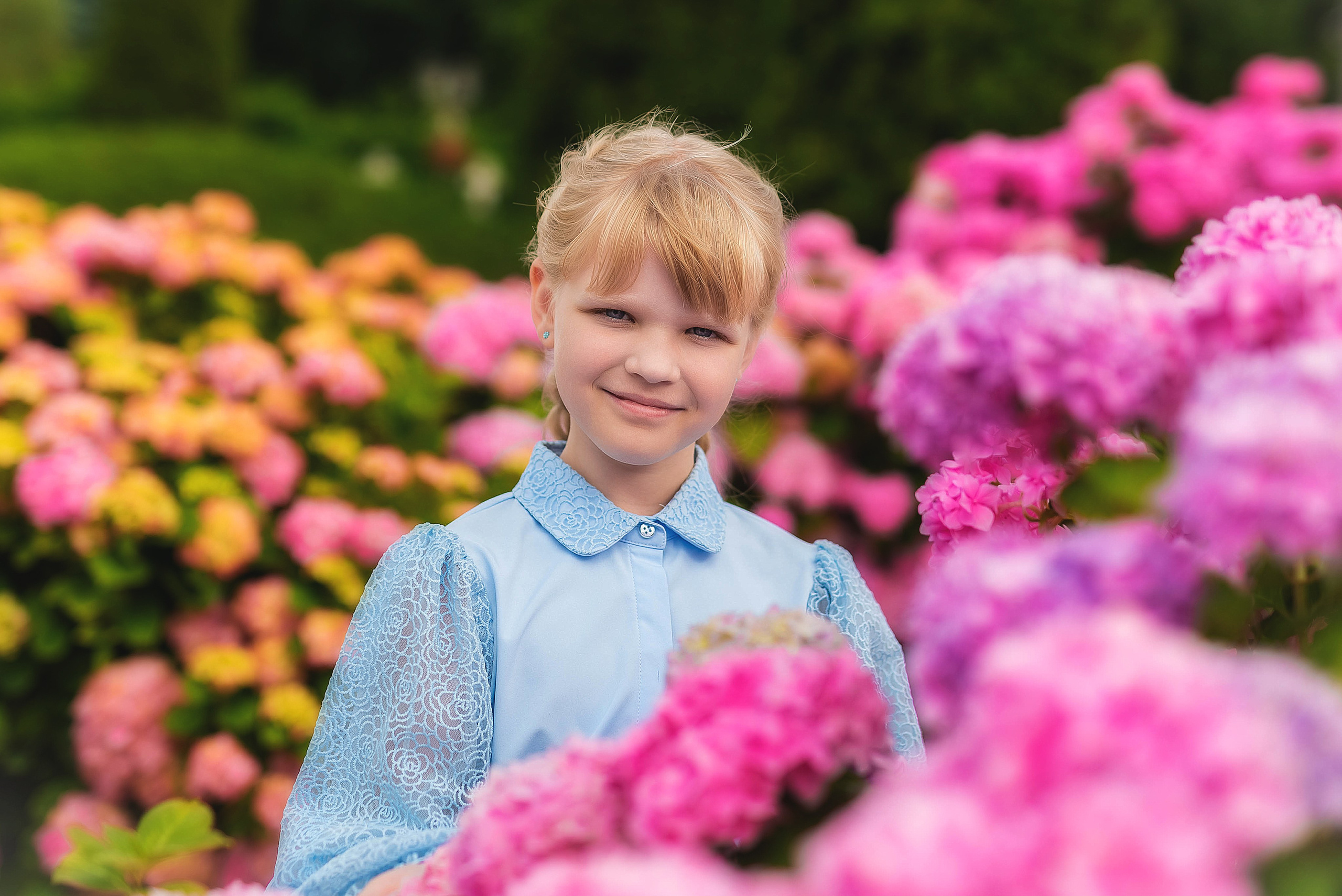 Фотосессия в розовых гортензиях. Семейный, детский фотограф в Воронеже Анна Никитина