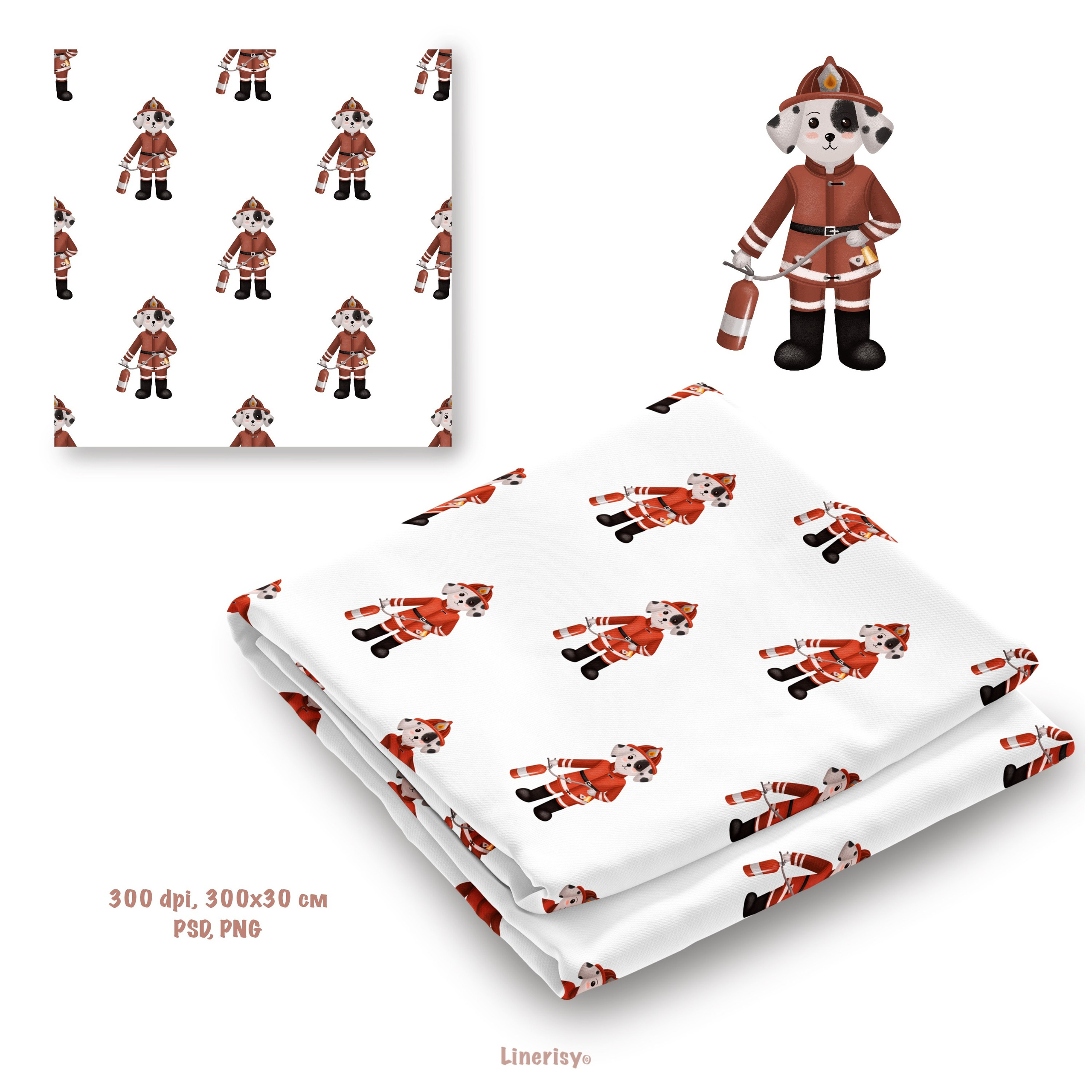 Набор бесшовных паттернов «Пожарная станция». Художник-иллюстратор Евгения Бекренёва