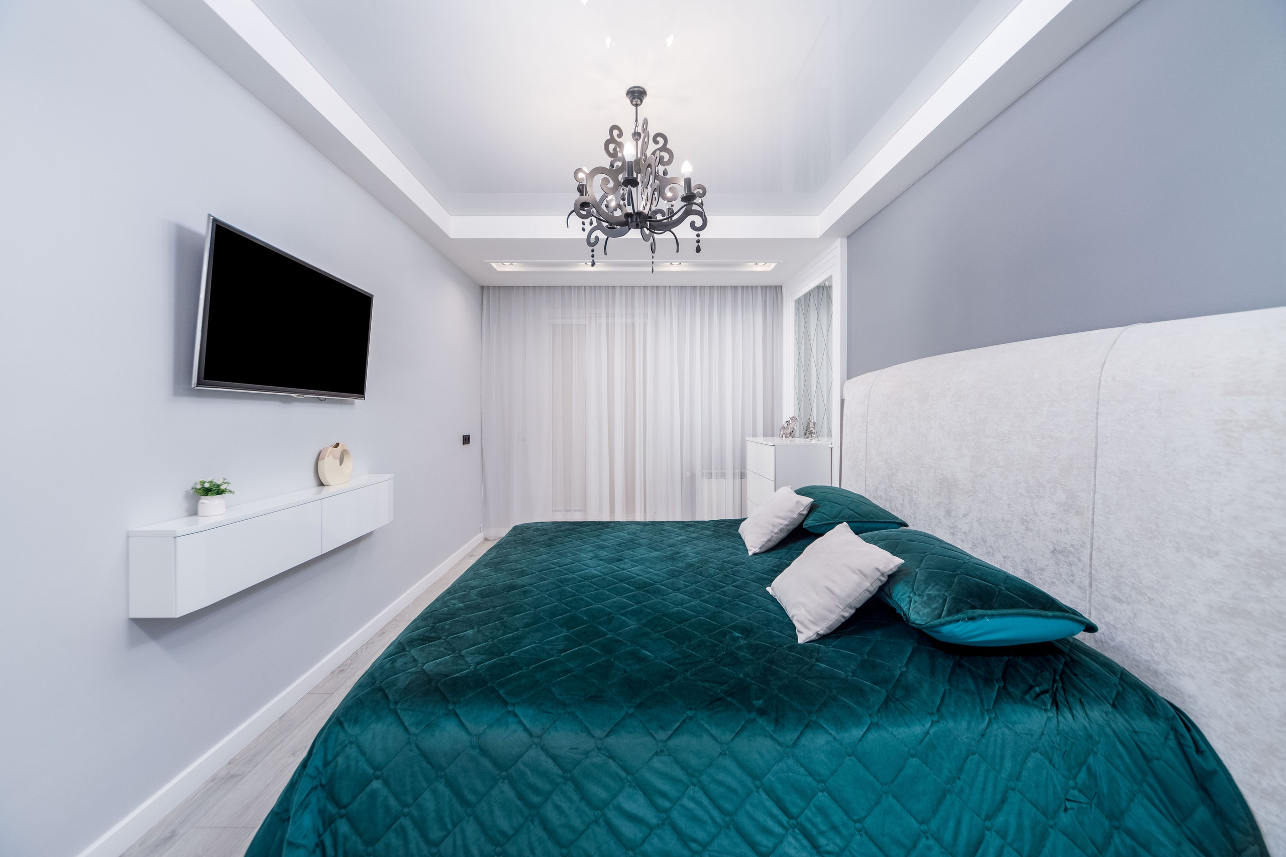 Фото интерьера мастер спальни в трёхкомнатной квартире у метро Грушевка