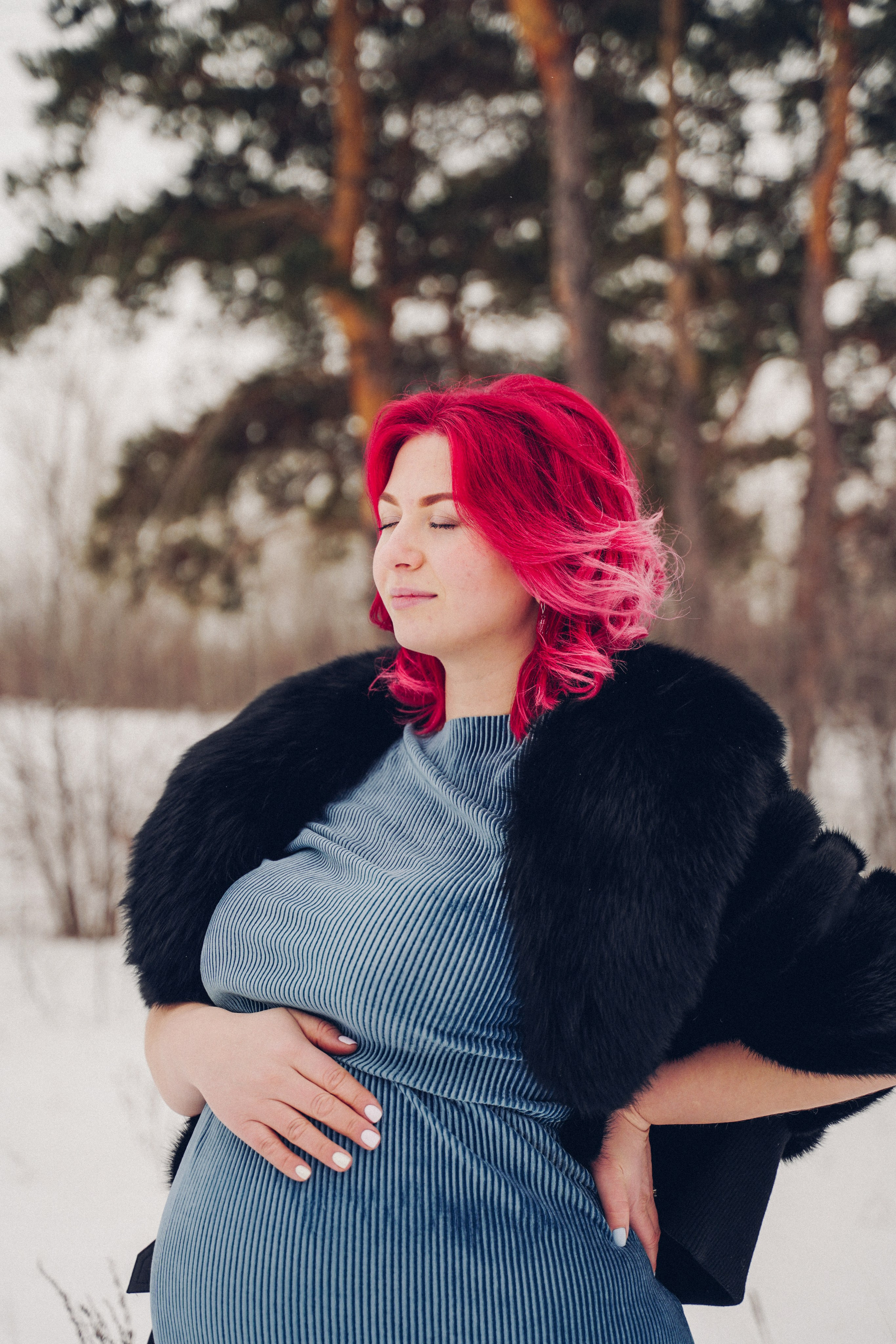 Фотосъёмка беременности. Зима в лесу. Фотограф в Самаре Екатерина Кроз