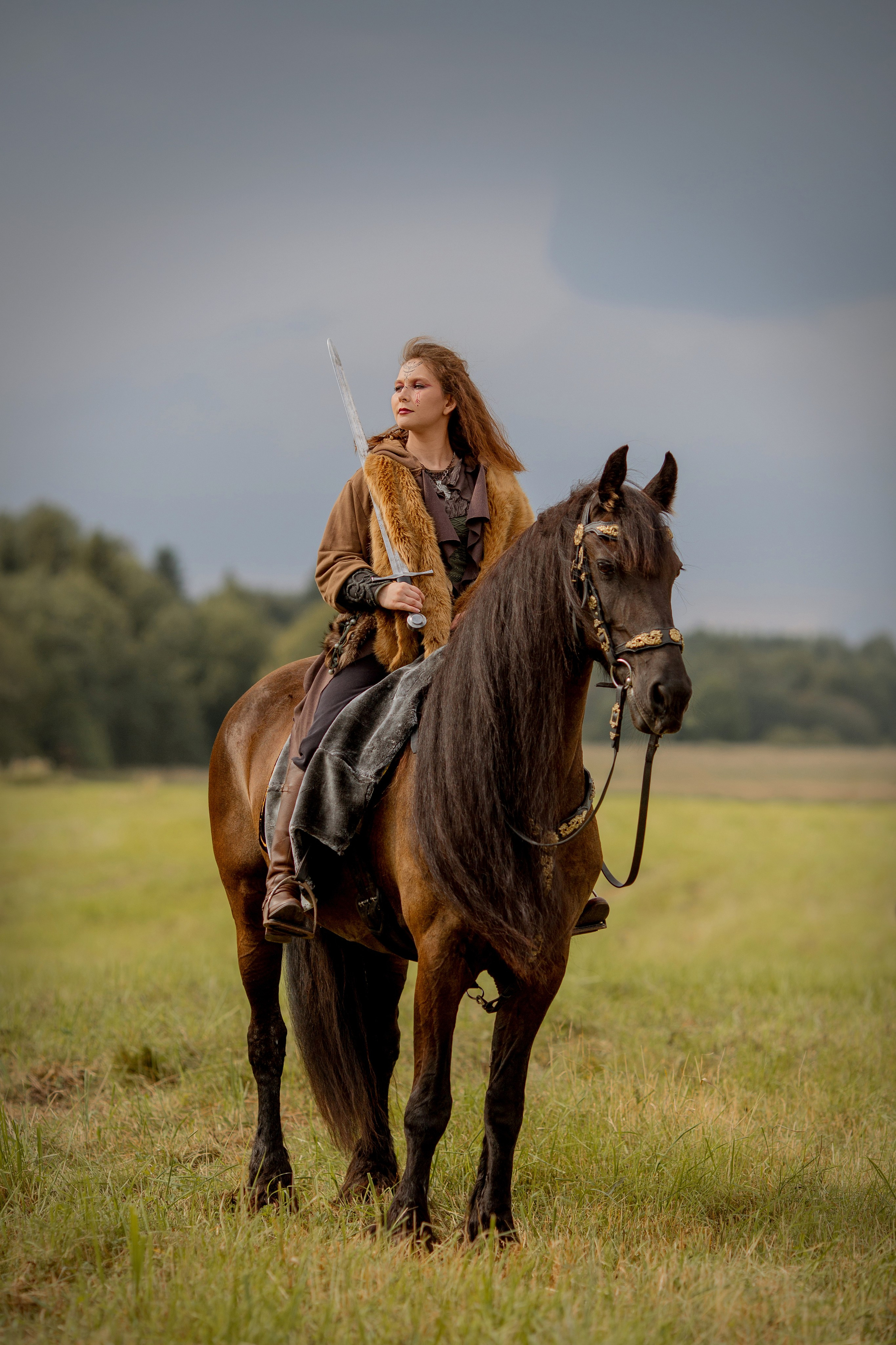Фотосессия с лошадью в стиле викингов