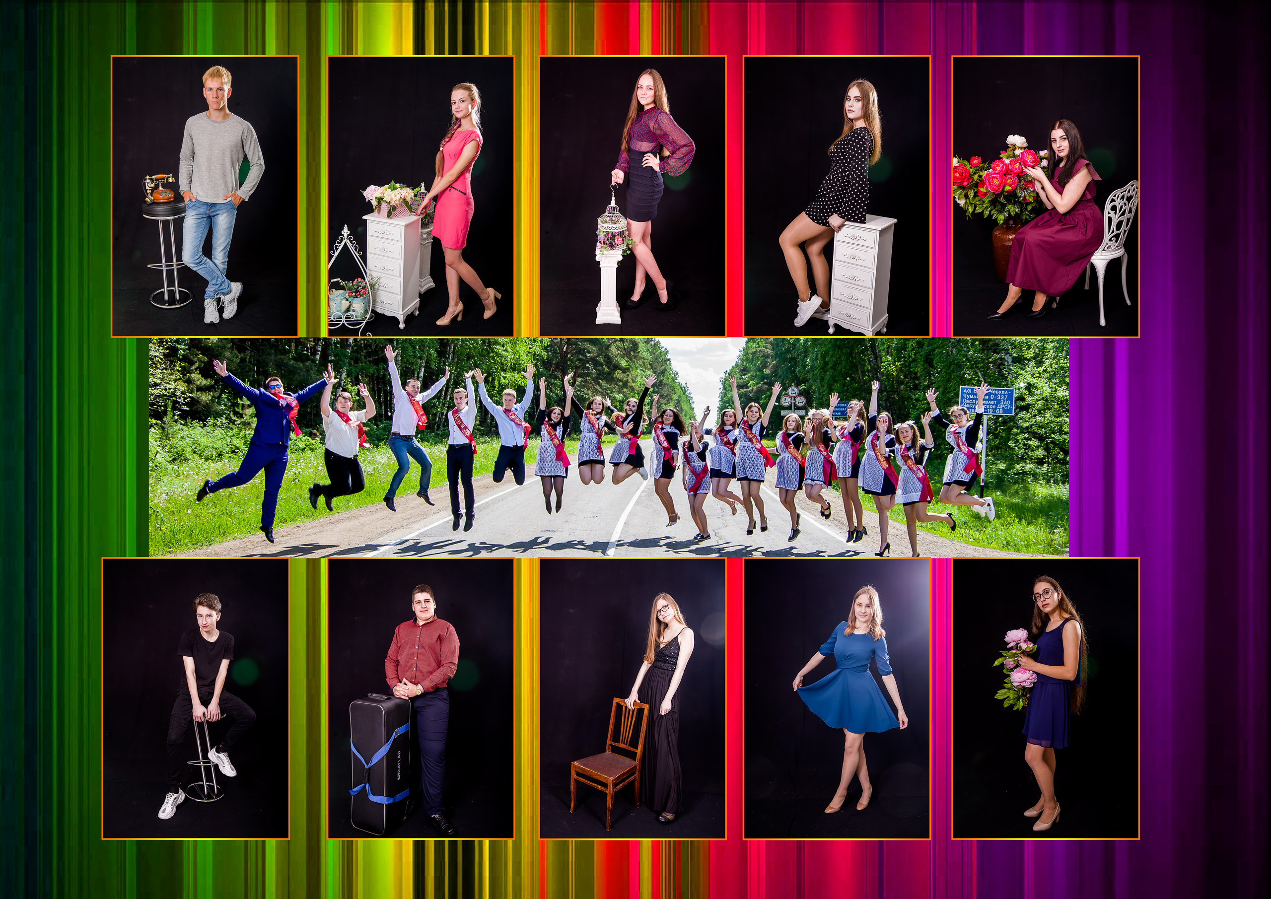 Страницы фотокниги выпускников 11 класса. Фотограф в Мариинске Кемеровской Области Алёна Соловьёва