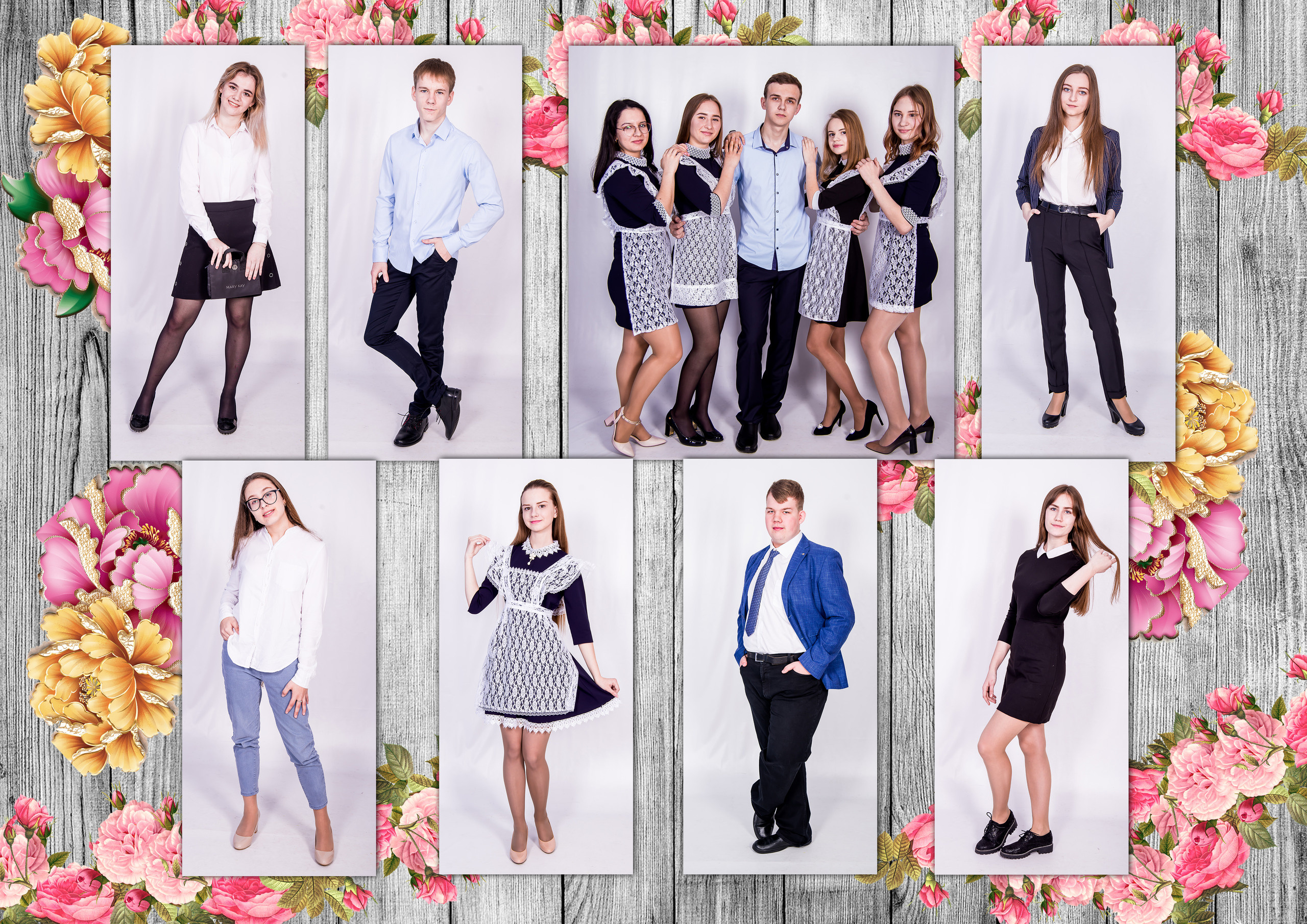 Страницы фотокниги выпускников 11 класса. Фотограф в Мариинске Кемеровской Области Алёна Соловьёва