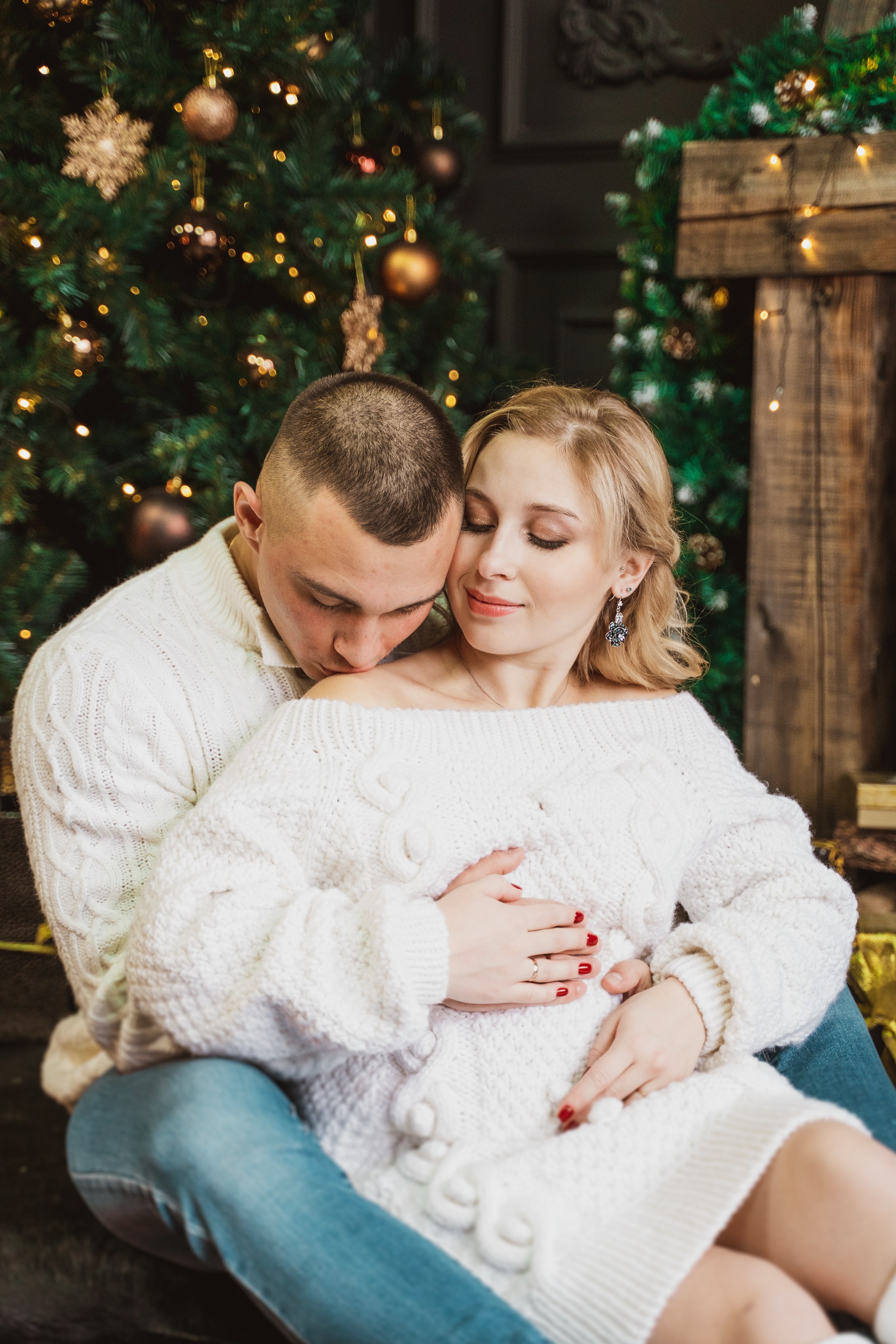 Новогодняя фотосессия беременности в студии. Анна и Кирилл. Свадебный и репортажный фотограф в Уфе| Осетрова Ольга