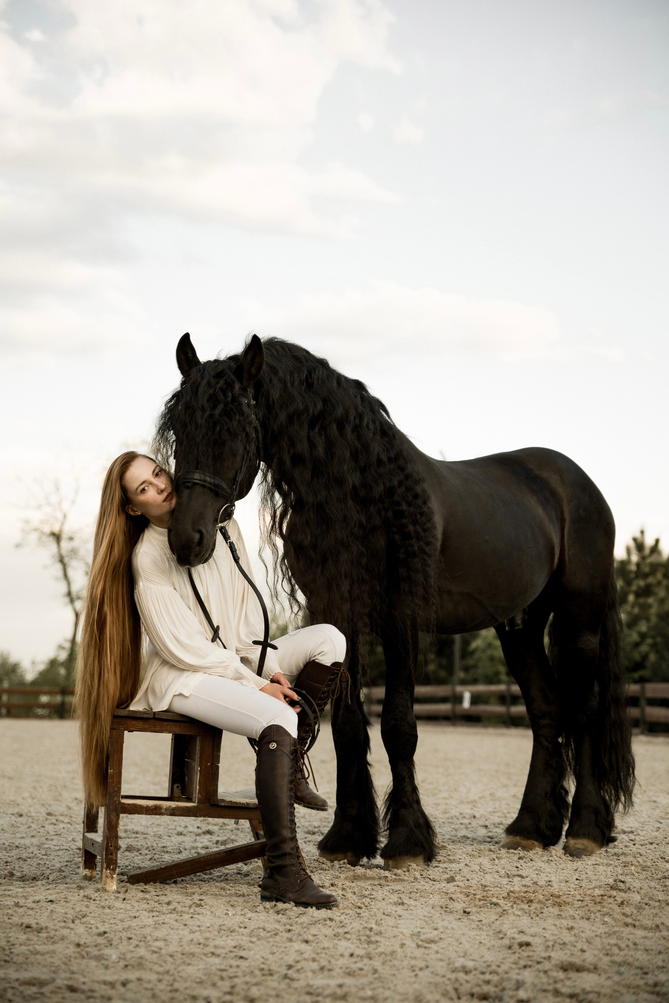 Съемка с лошадью фризской породы. Семейный и конный фотограф в Краснодарском крае и Адыгее