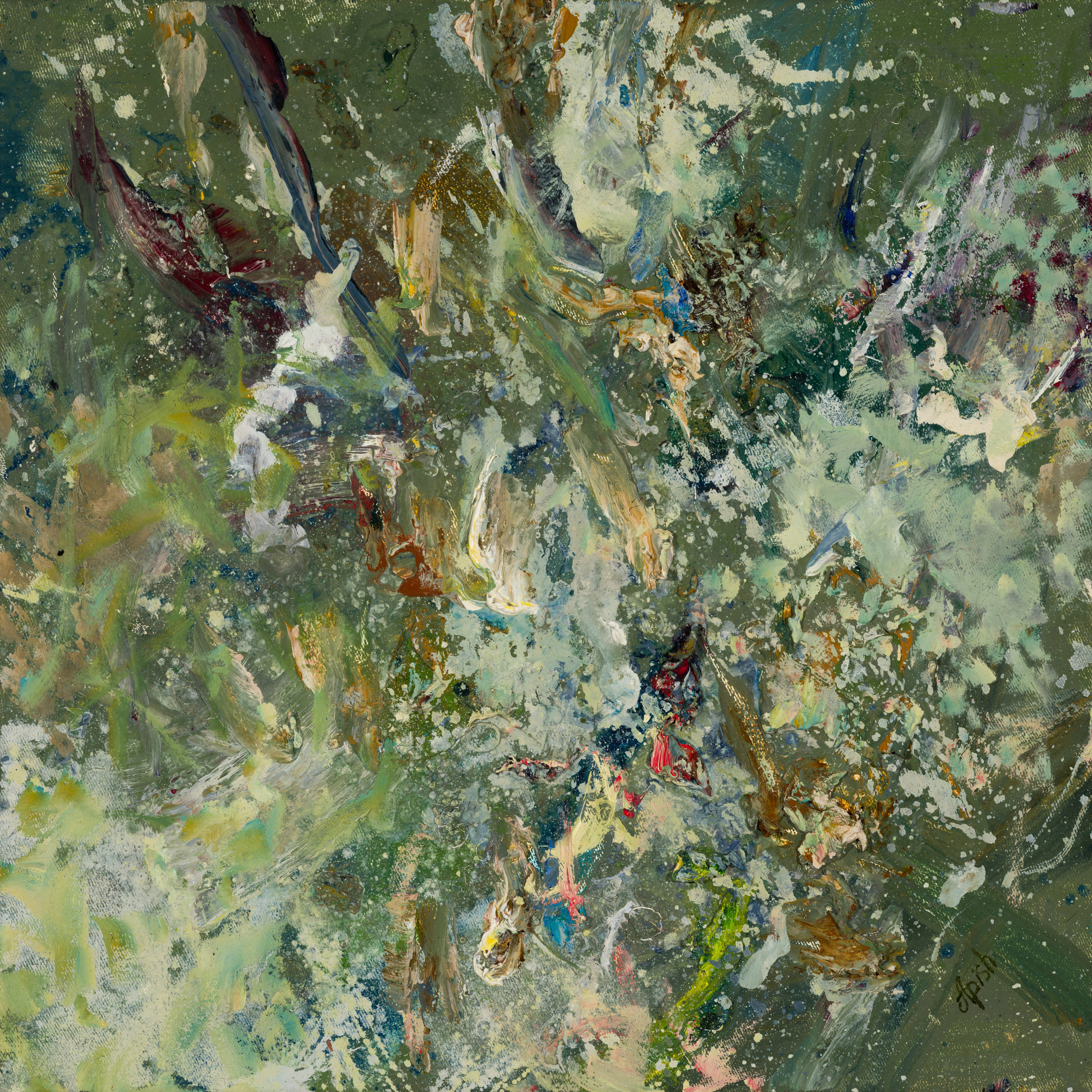 «Комплексный импульс 7» - художник Алексей Апиш (холст, масло, 35x35 см, 2026)