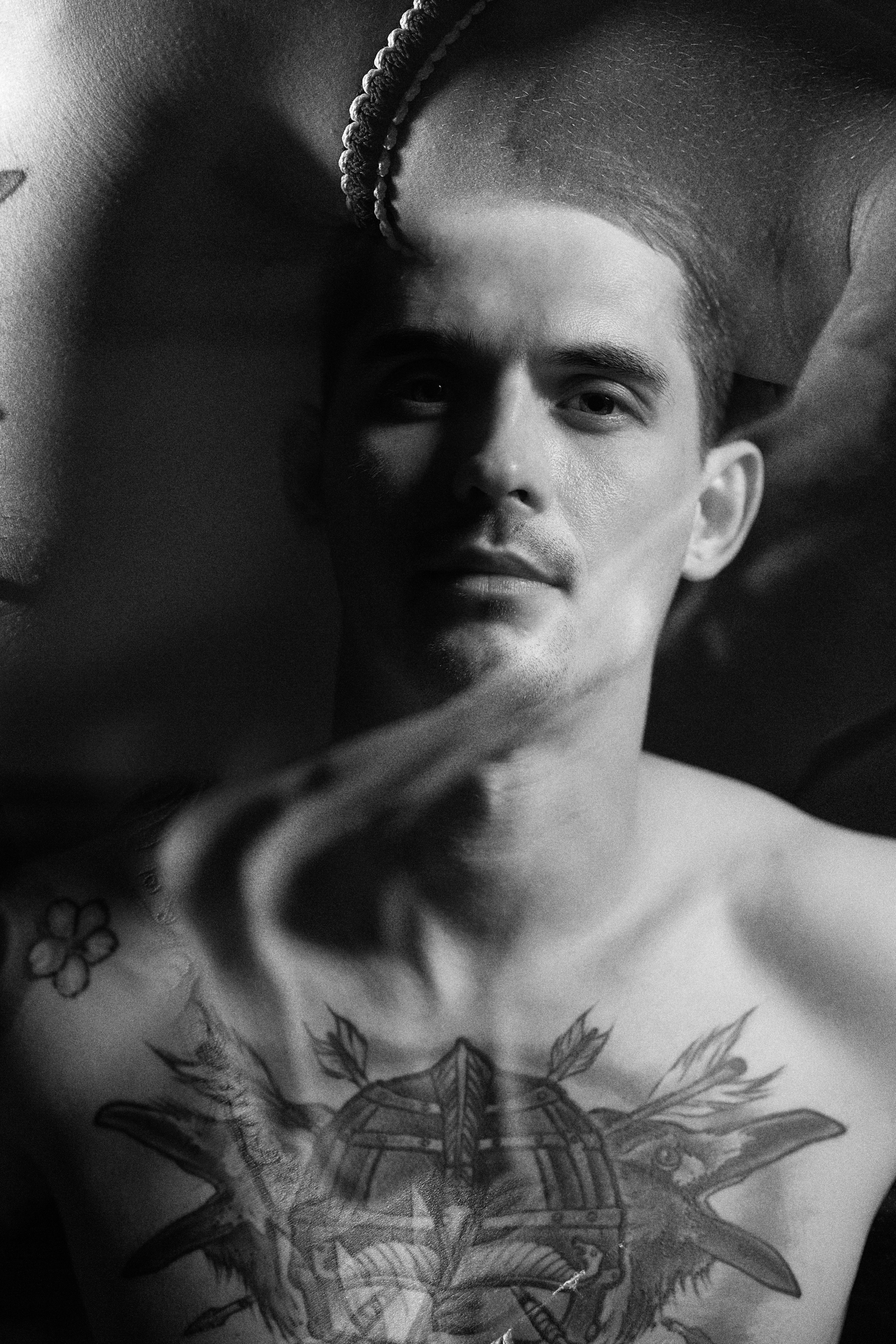 Male portrait of a man practicing Thai boxing