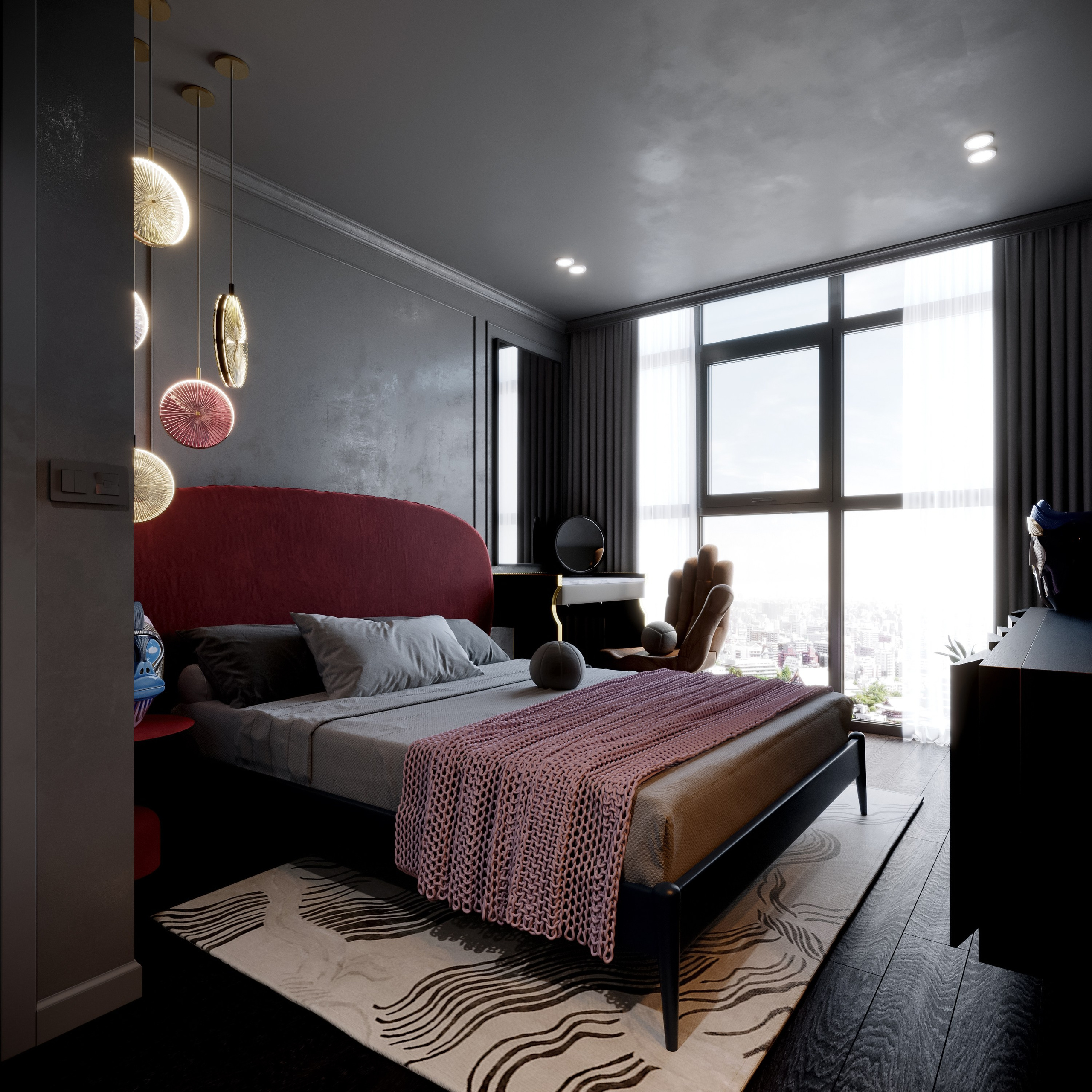 Интерьер спальни. 3D визуализация интерьера и архитектурной среды