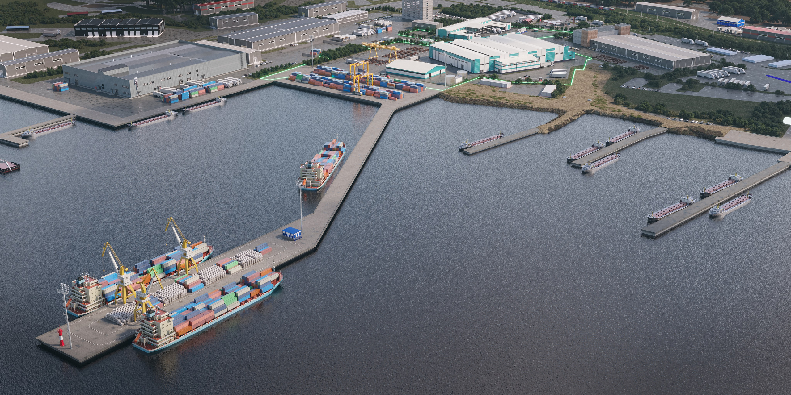 Порт с причалом, Мурманск. 3D визуализация интерьера и архитектурной среды