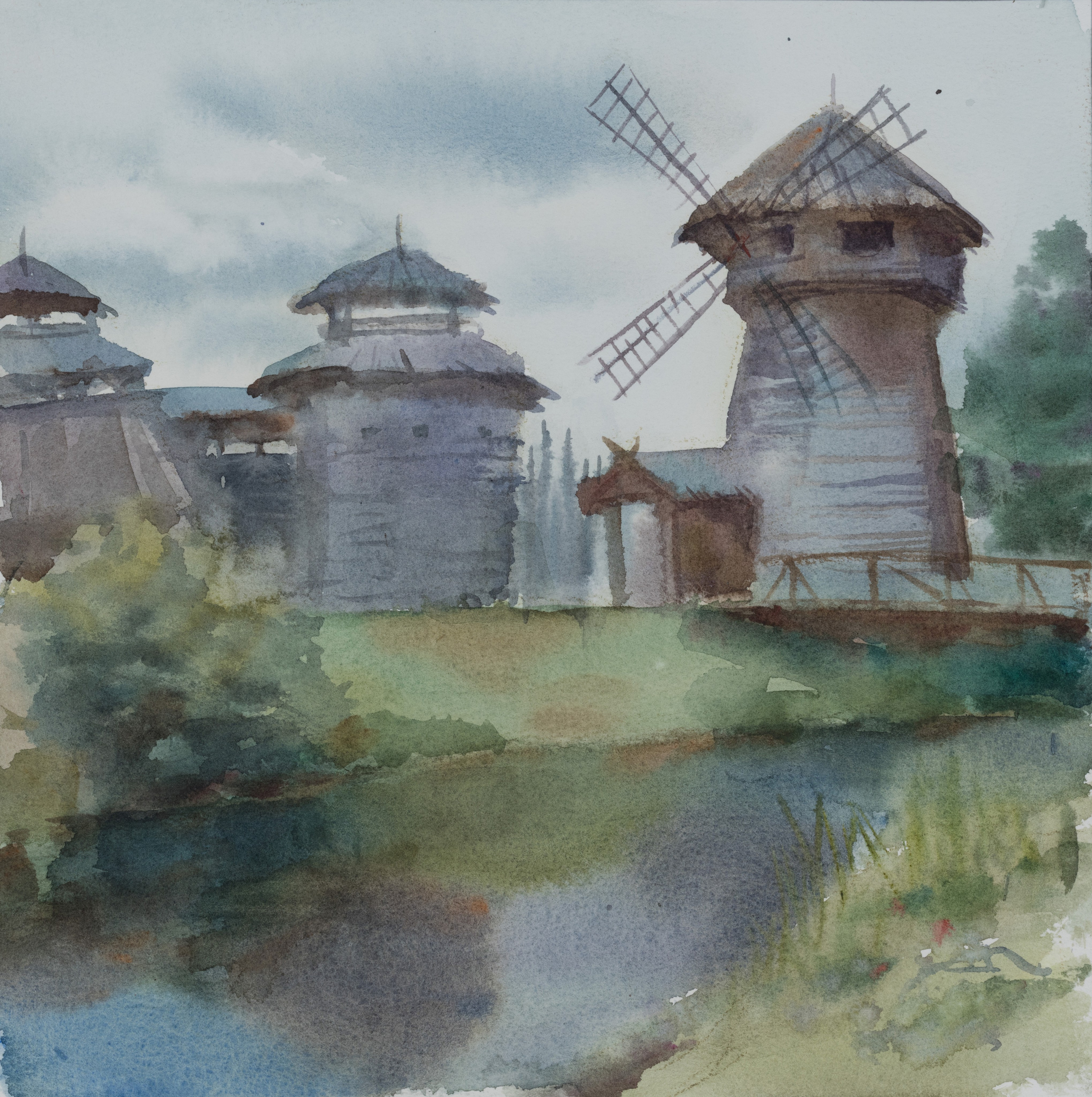 "Щурово городище. Суздаль" 35 х 35 см. 2023г.