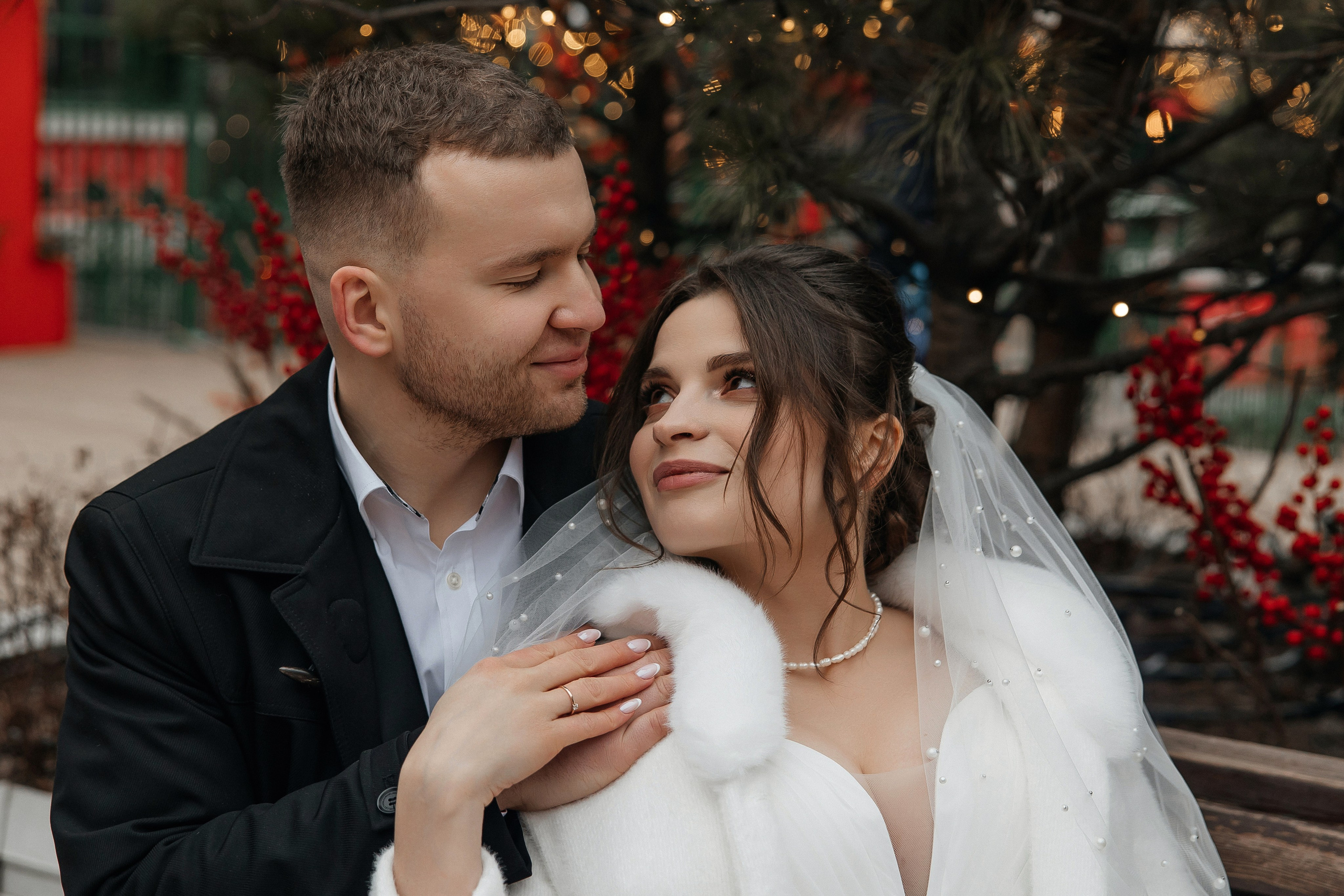 Новогодняя свадебная фотосессия зимой в Москве