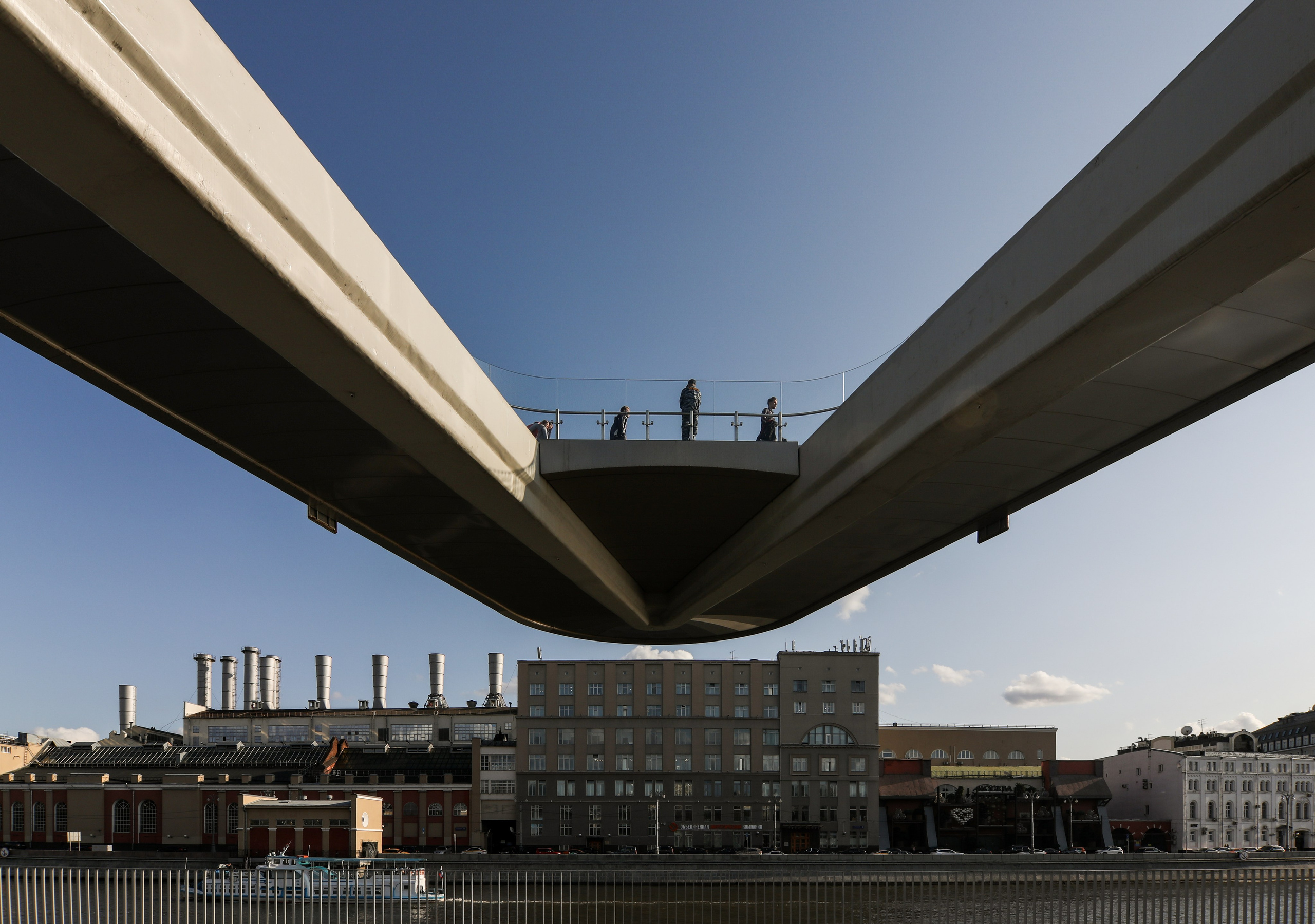 The "Floating Bridge" in Zaryadye Park, Moscow, Russia