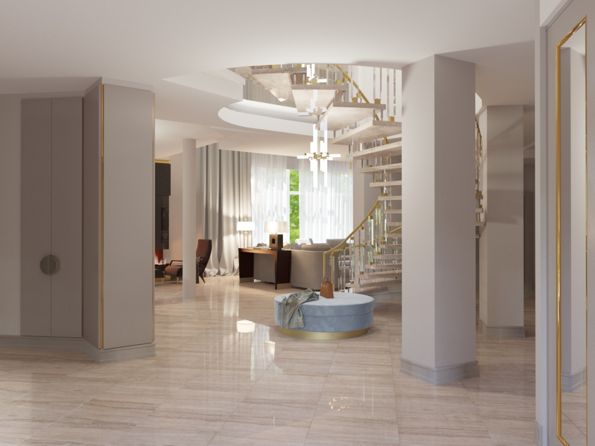 Проект реновации 1-го этажа в пос. Карасьеозерский. Интерьерный дизайнер и художник. Локация в г. Екатеринбурге беру проекты в разных странах