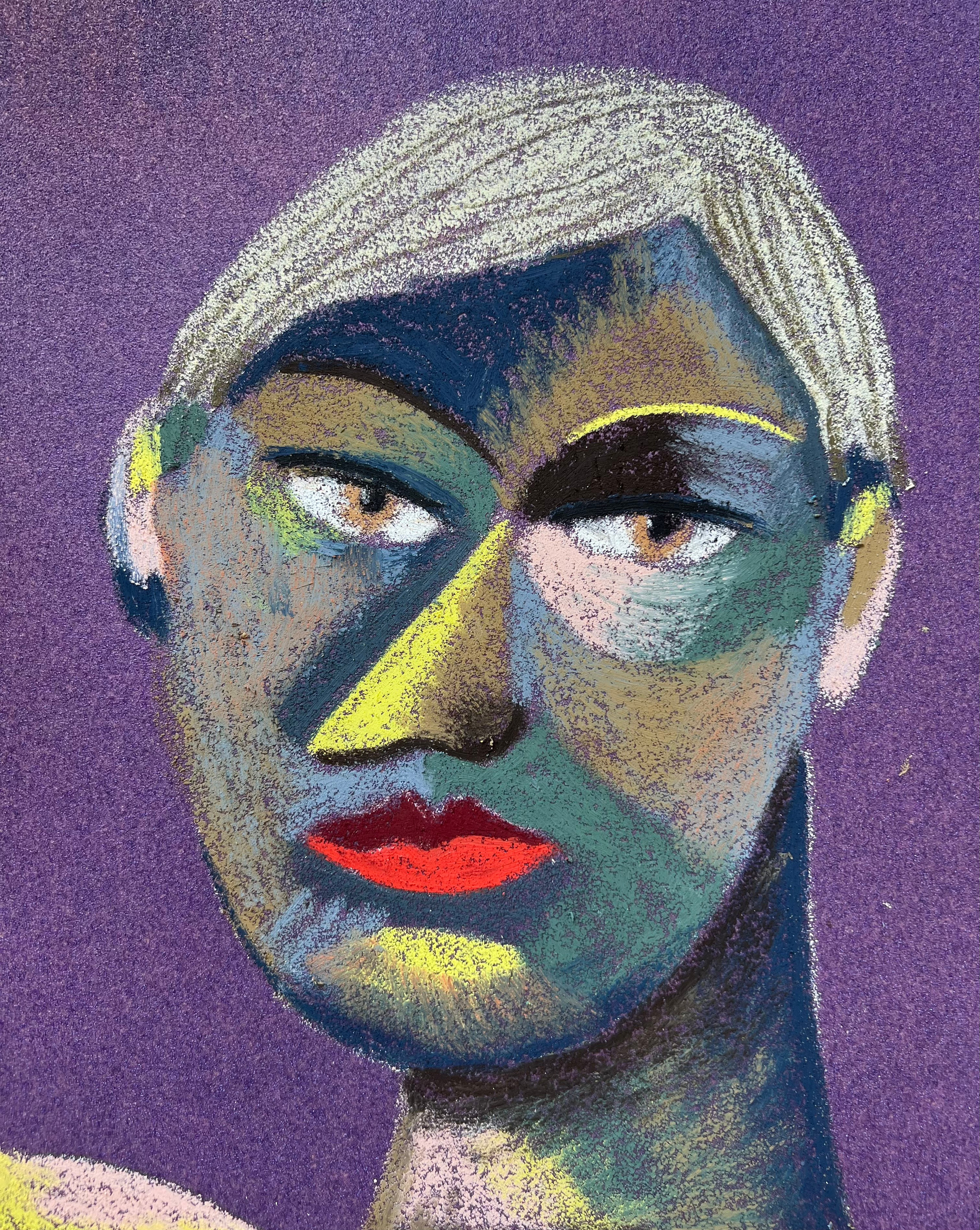 Title: Hero  Material: Oil pastel, sandpaper Size: 28 x 23 cm 