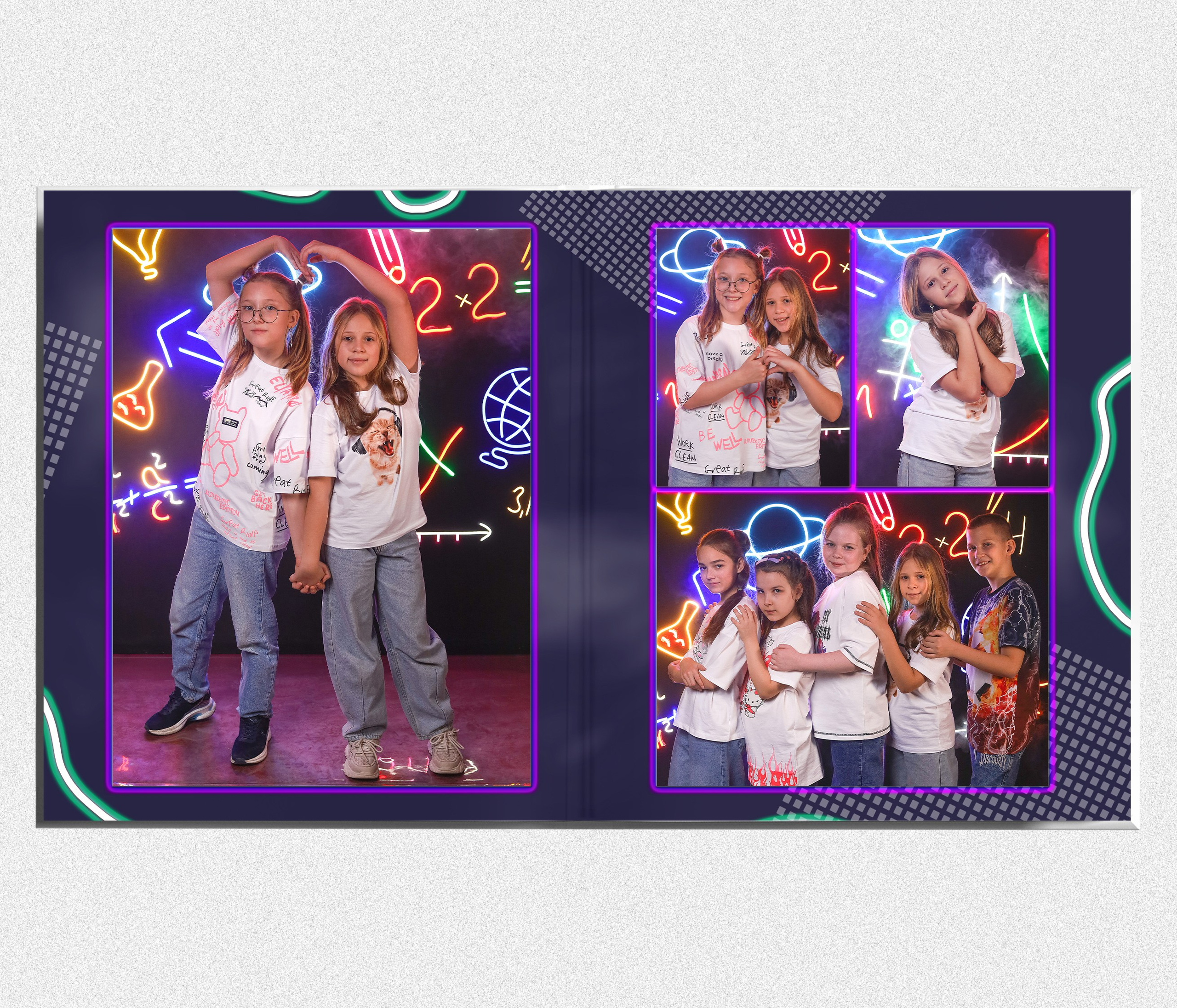 Выпускной альбом "Неон". Выпускные альбомы в Тюмени для школ, садов, вузов спортивных секций