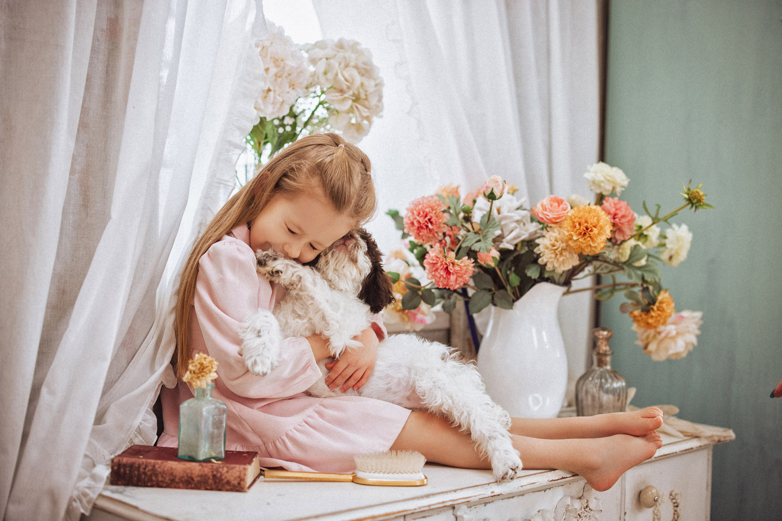 Фотосессия с щенками Лаго́тто-романьо́ло, в Винтажной фотостудии город Краснодар. Семейный и детский фотограф в Краснодаре Анна Трашкова