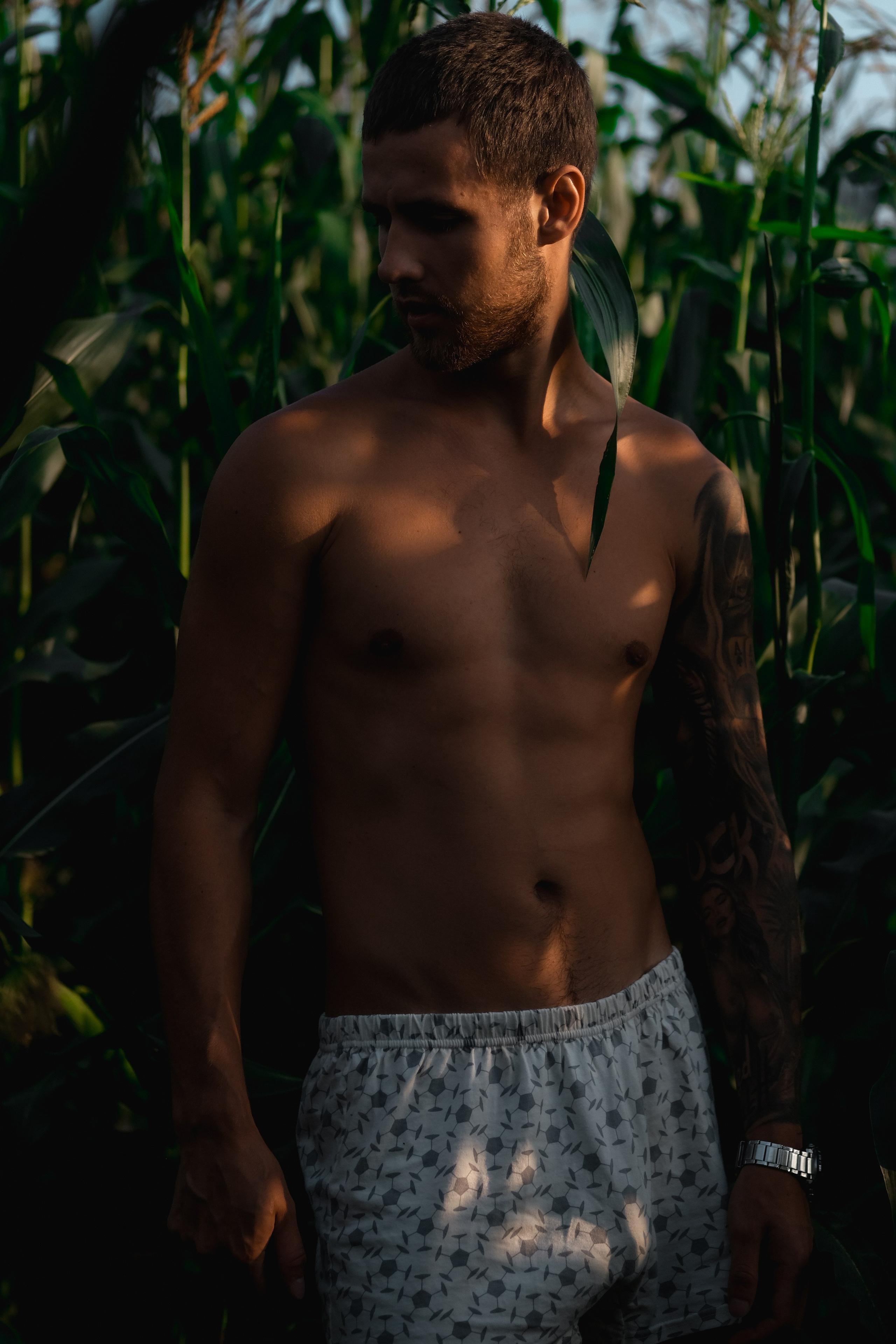 Голый мужчина в кукурузном поле. Фотограф и контентмейкер Света Лето | Москва, МО