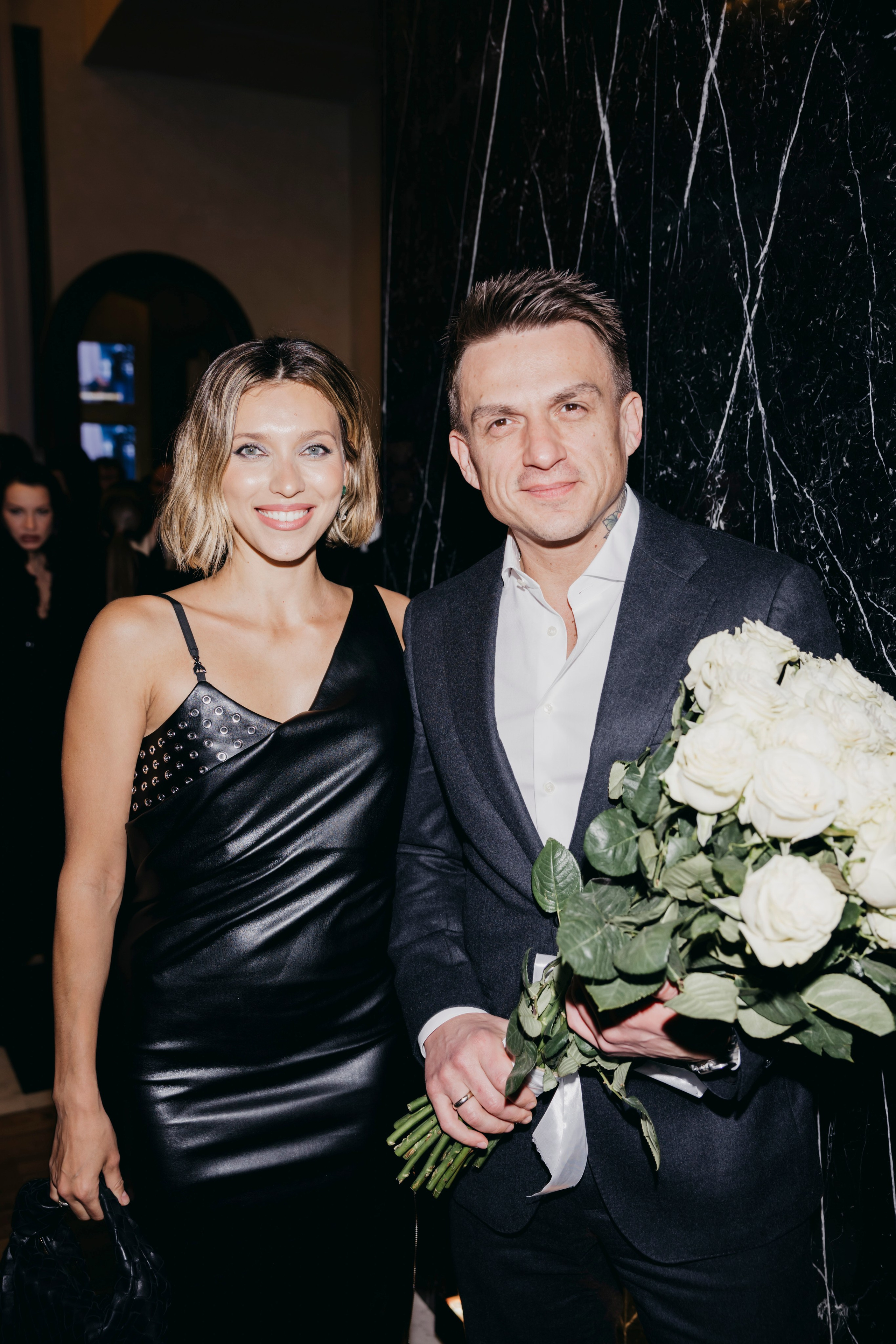 Регина Тодоренко и Влад Топалов на Премьере клипа «Черная пантера» Филиппа Киркорова в кинотеатре «Художественный» в Москве