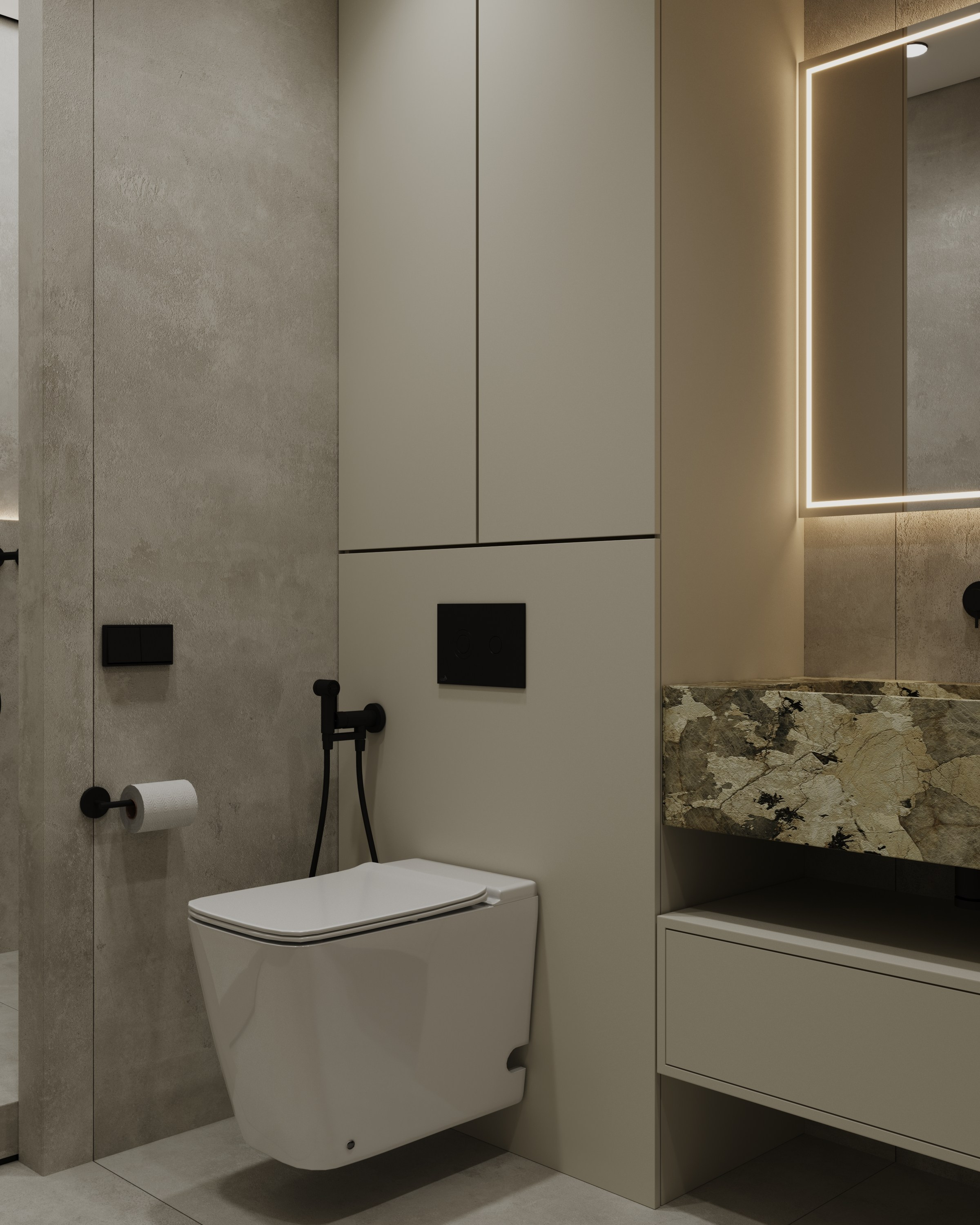 Санузел № 1. Визуализации интерьера