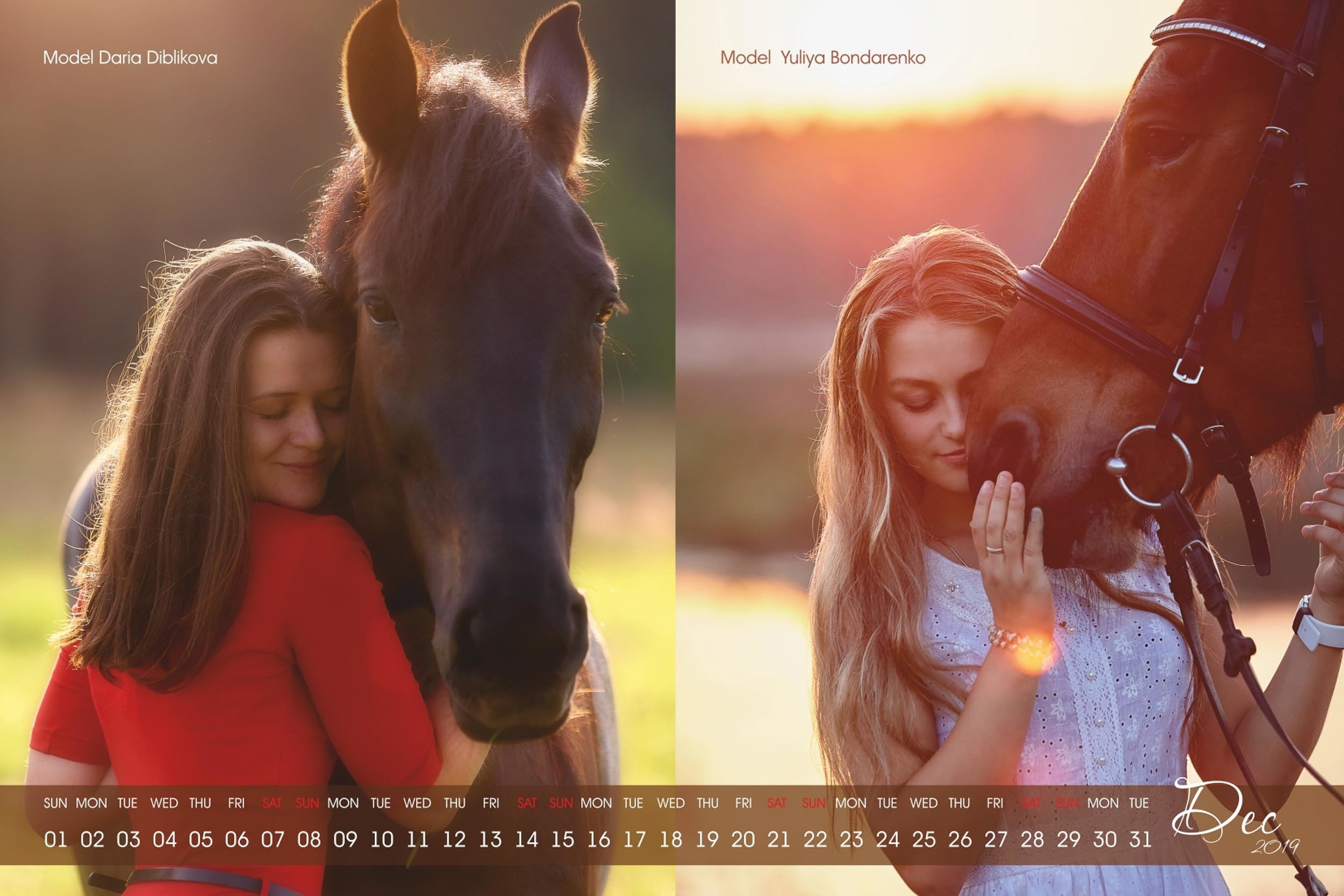 КАЛЕНДАРЬ "TOGETHER"  для КСК "ЭКВИТЕРРА" 2019. Photographer for business Mikhail Semenov. Aqua photo studio, photo school