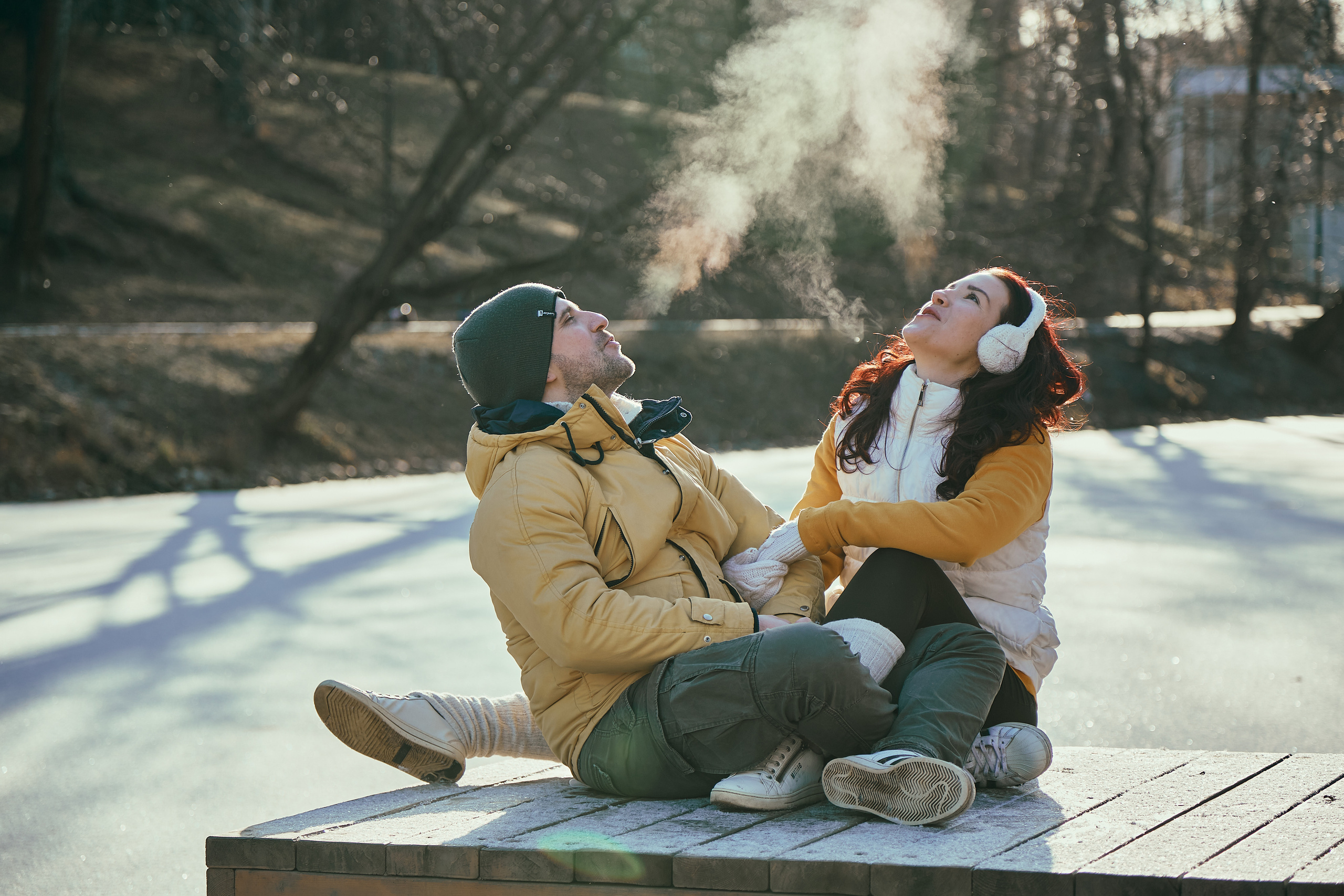 лавстори в парке зимой