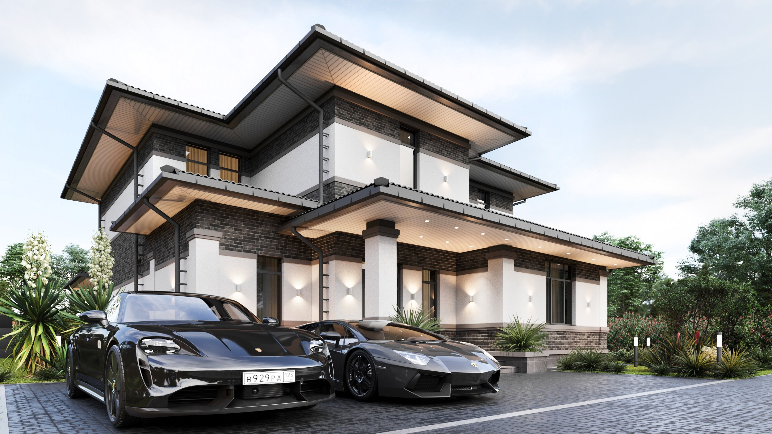 Красивый двухэтажный дом в современном, очень теплом стиле, общей площадью 240 кв.м. Архитектор Вера Каракезиди