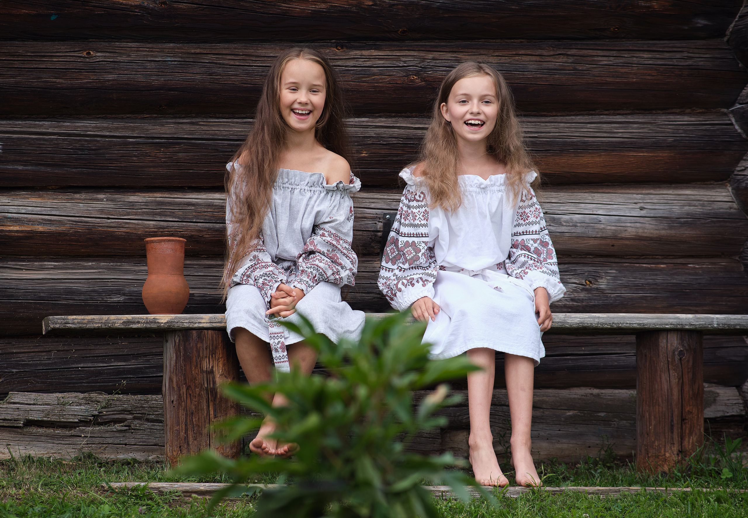 Настя и дочки, лето в деревне