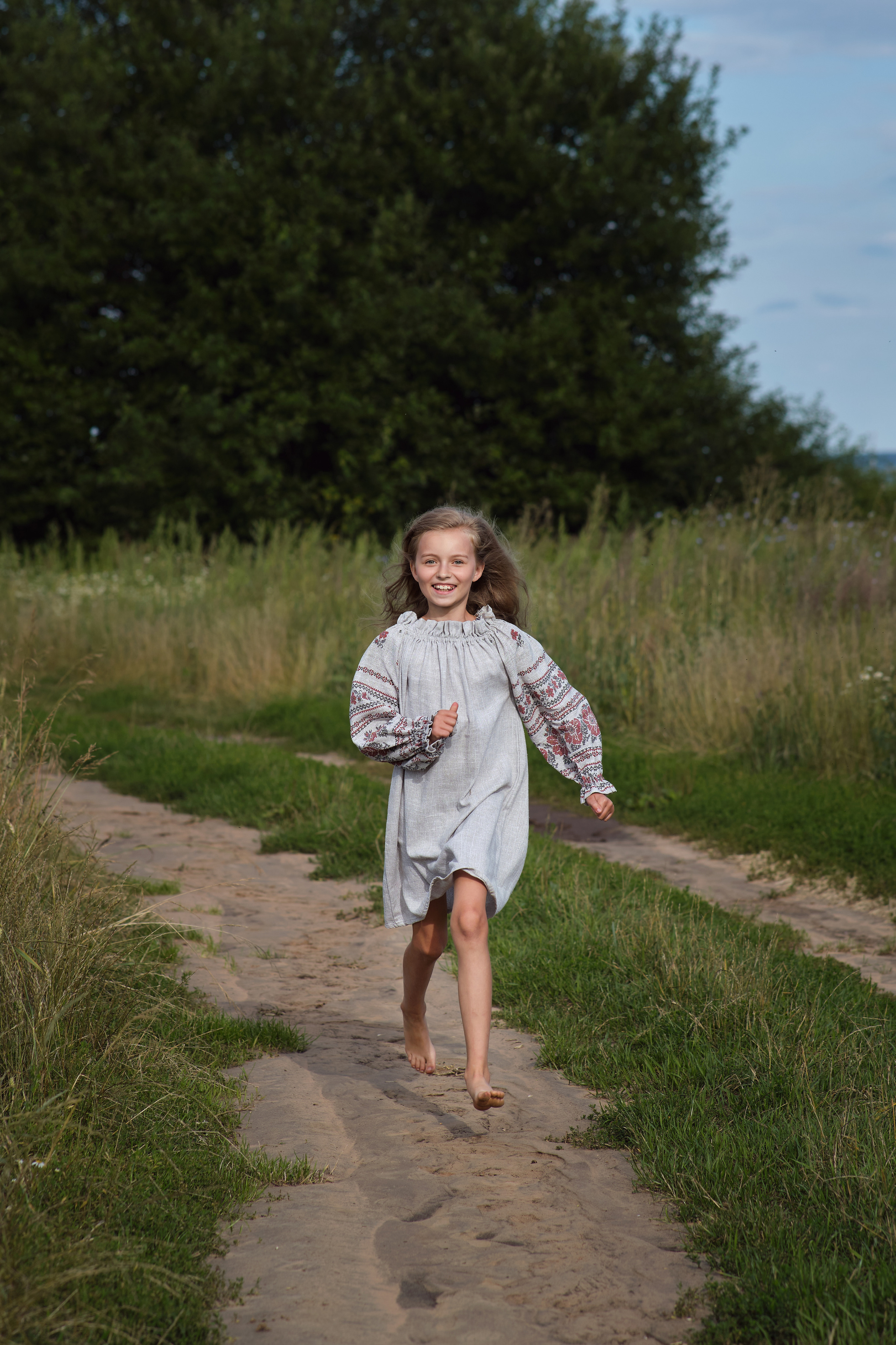 Настя и дочки, лето в деревне