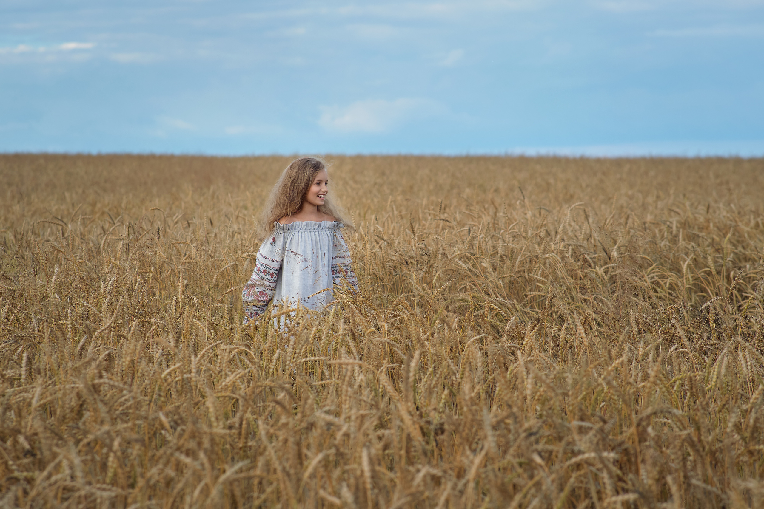 Настя и дочки, лето в деревне