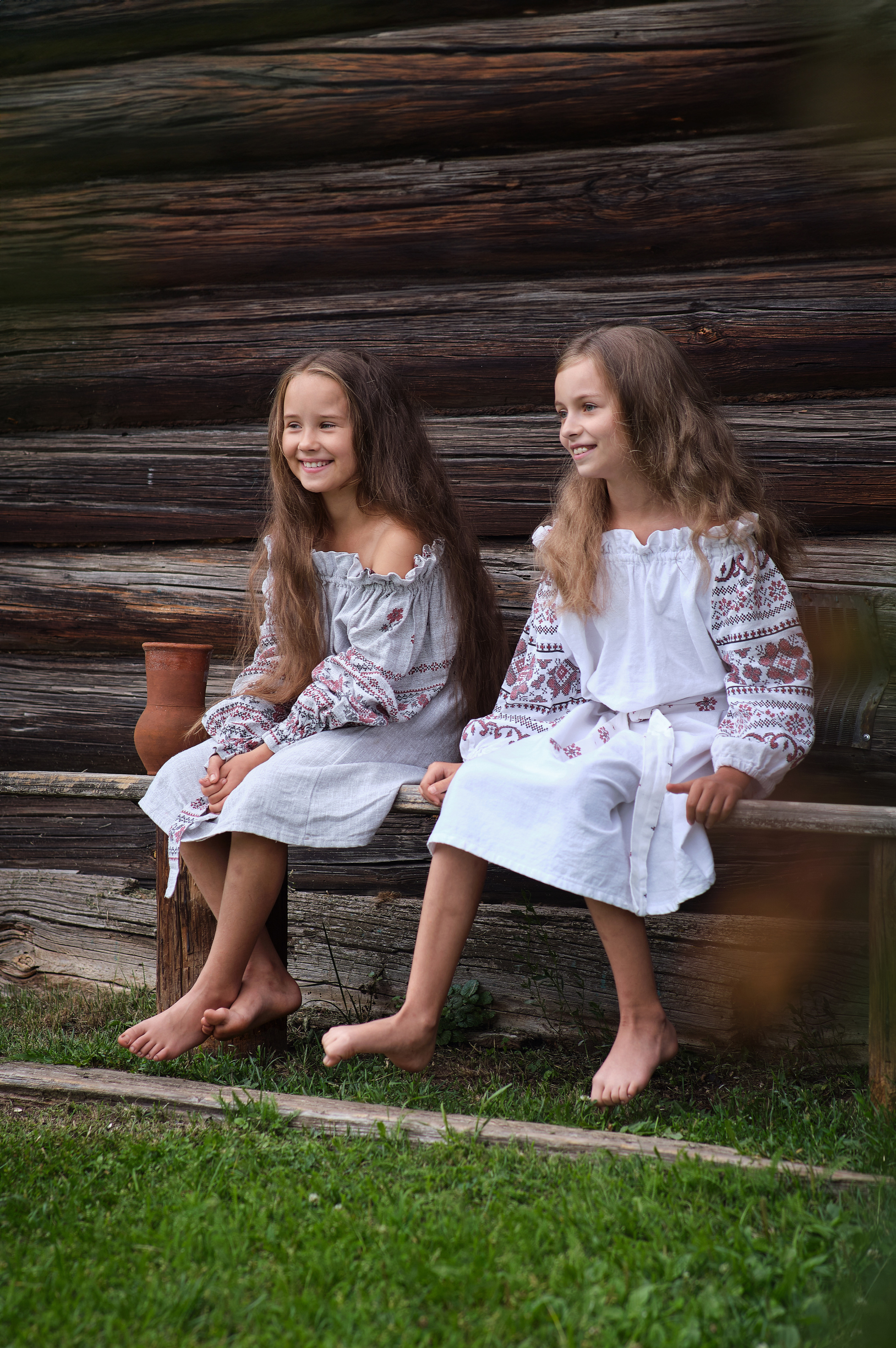 Настя и дочки, лето в деревне