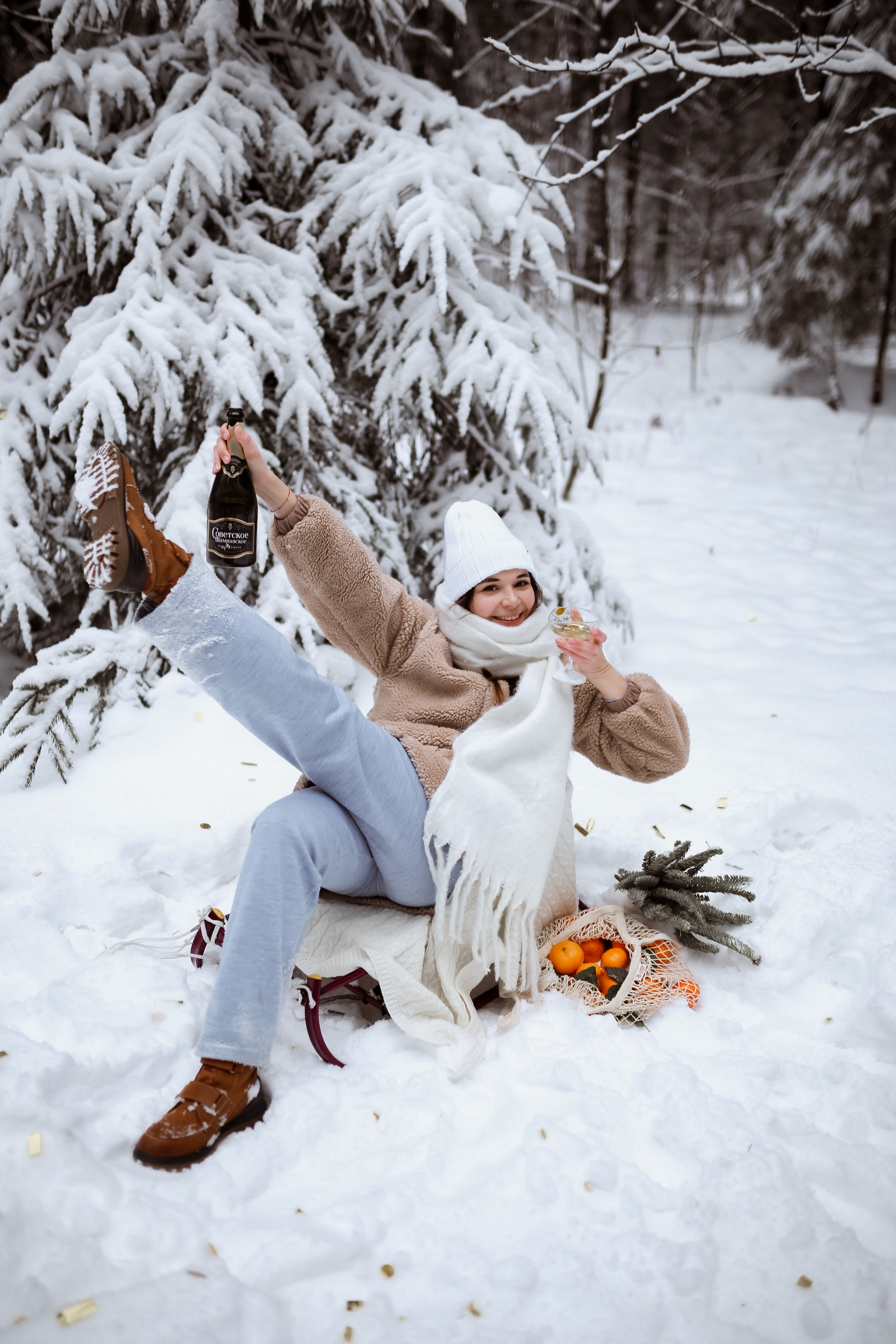 Полина. Съёмка в зимнем лесу. Фотограф НОГИНСК, Москва, Анастасия Белая